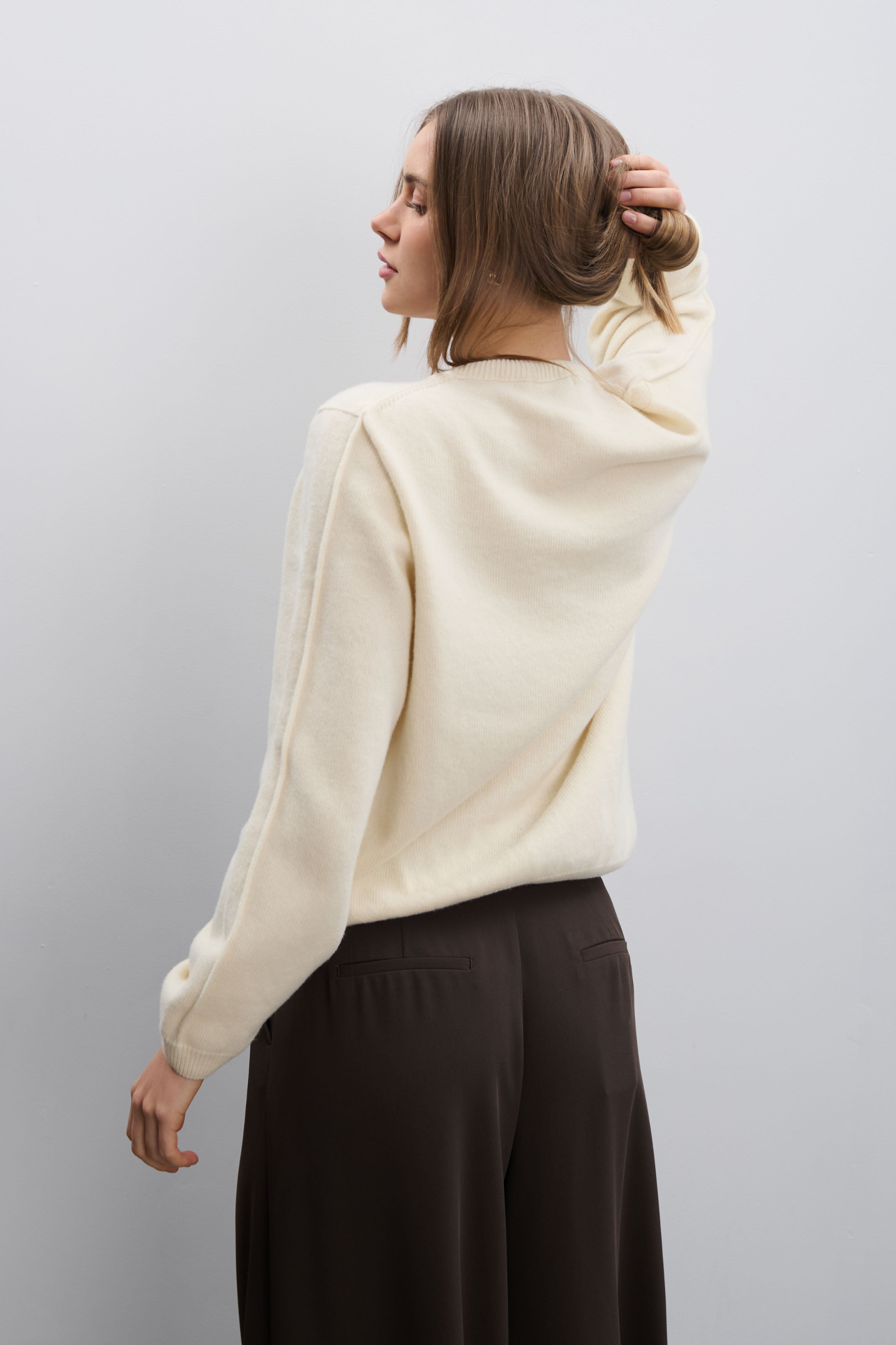 Sweter z kaszmiru i wełny merynos Softscape ecru