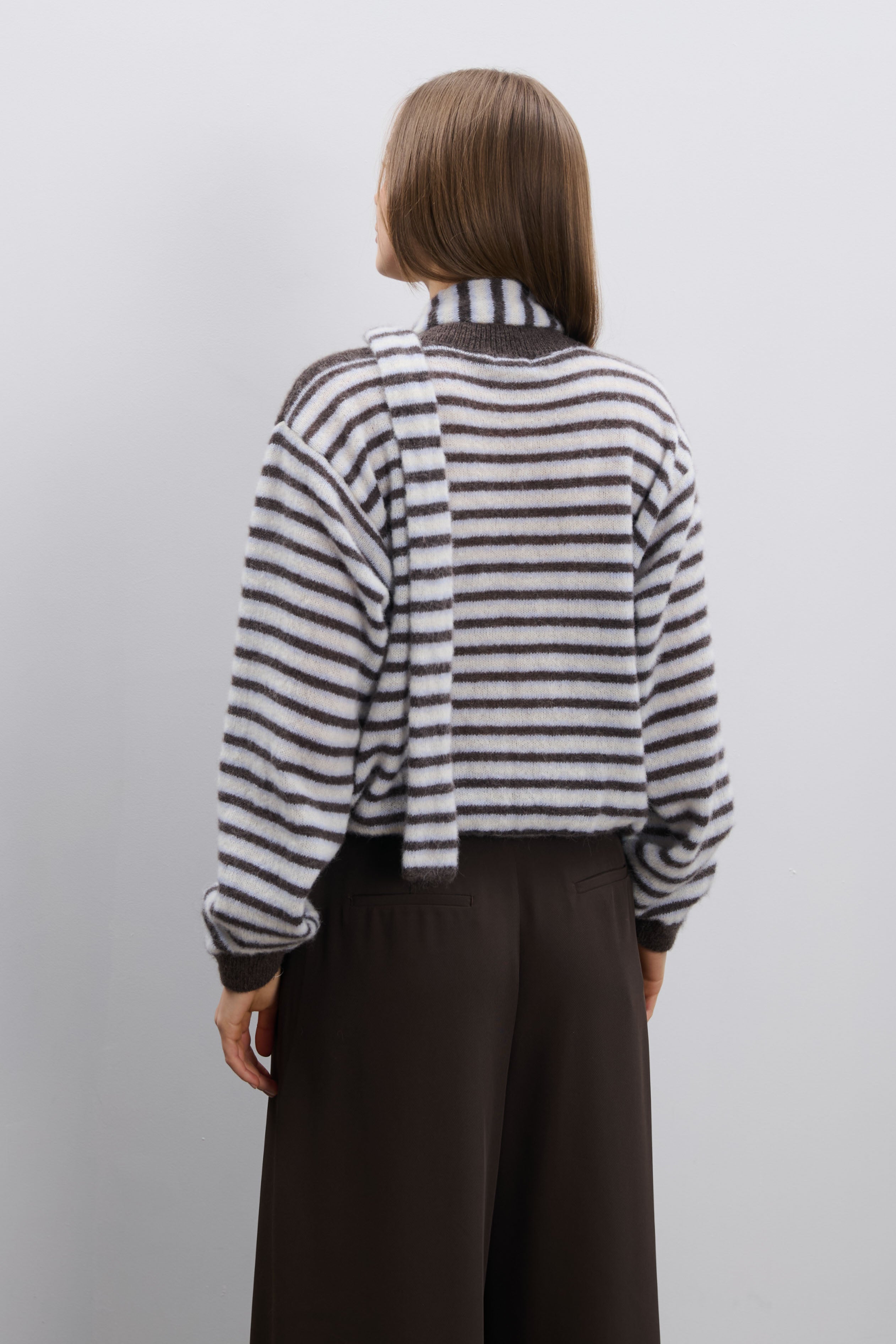 Kardigan Soft Stripe brązowy