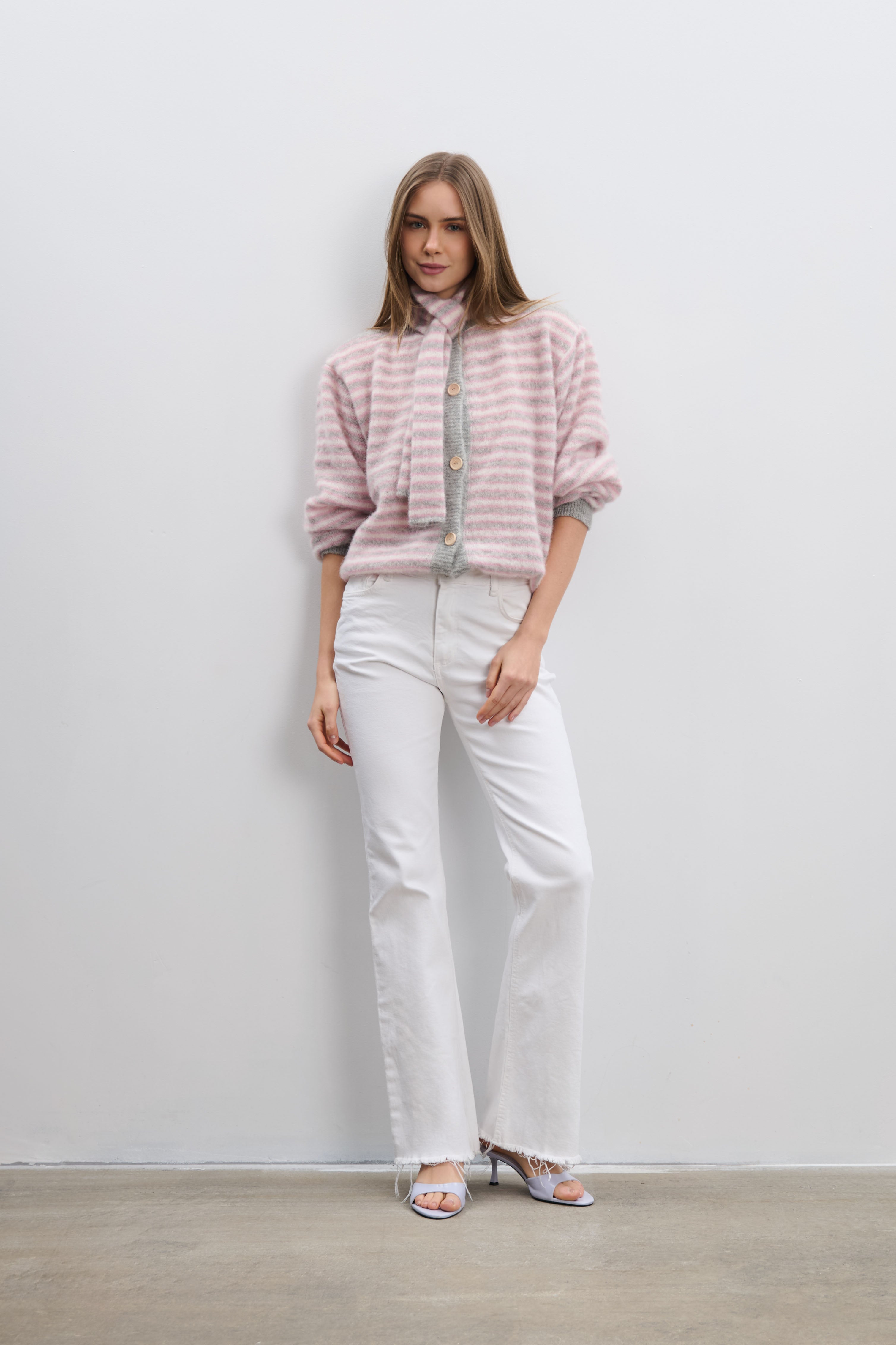 Kardigan Soft Stripe szary