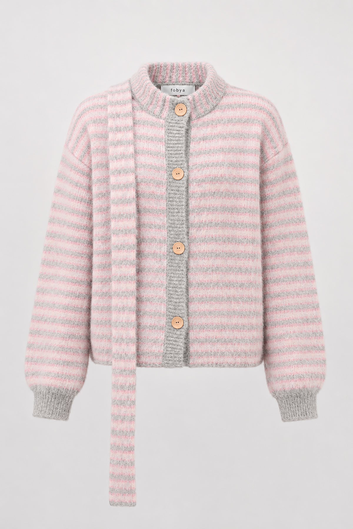 Soft Stripe Gray Alpaca Wool Cardigan