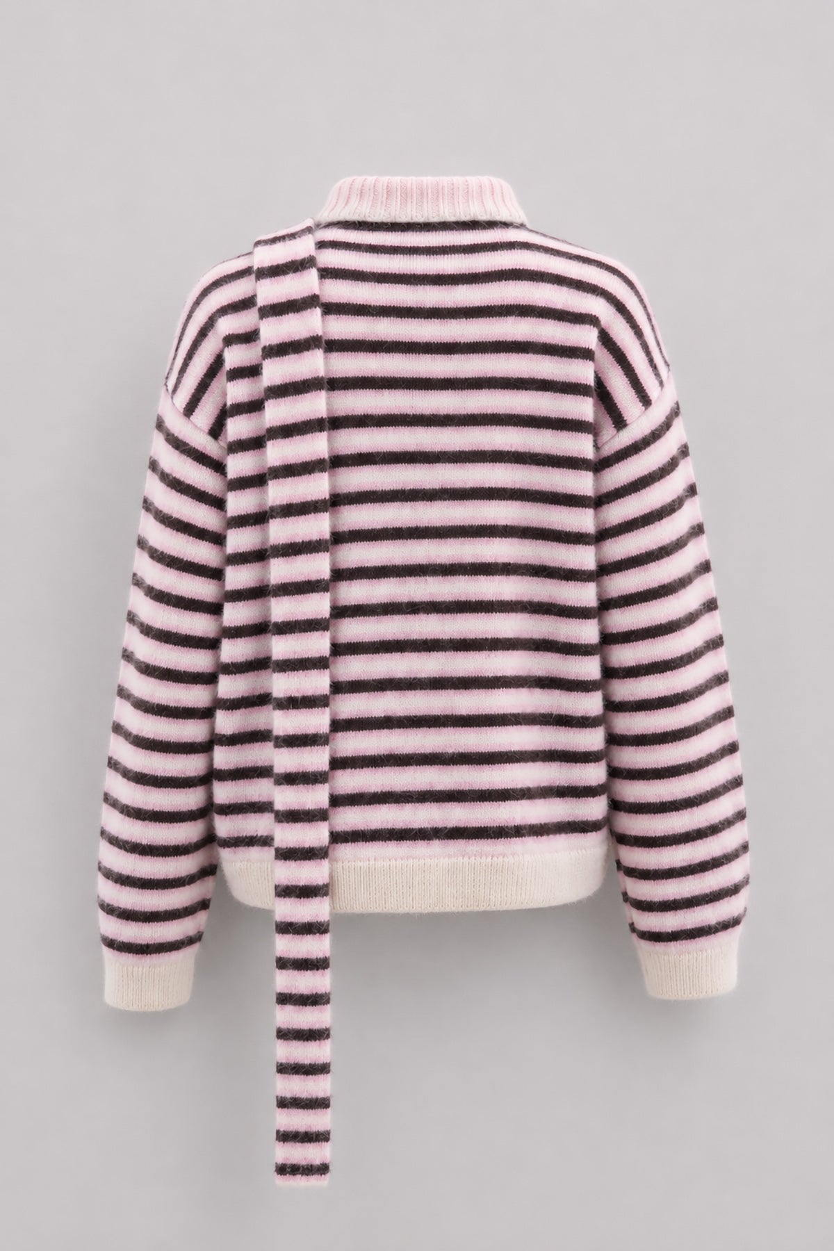 Soft Stripe Alpaca Wool Cardigan Pink