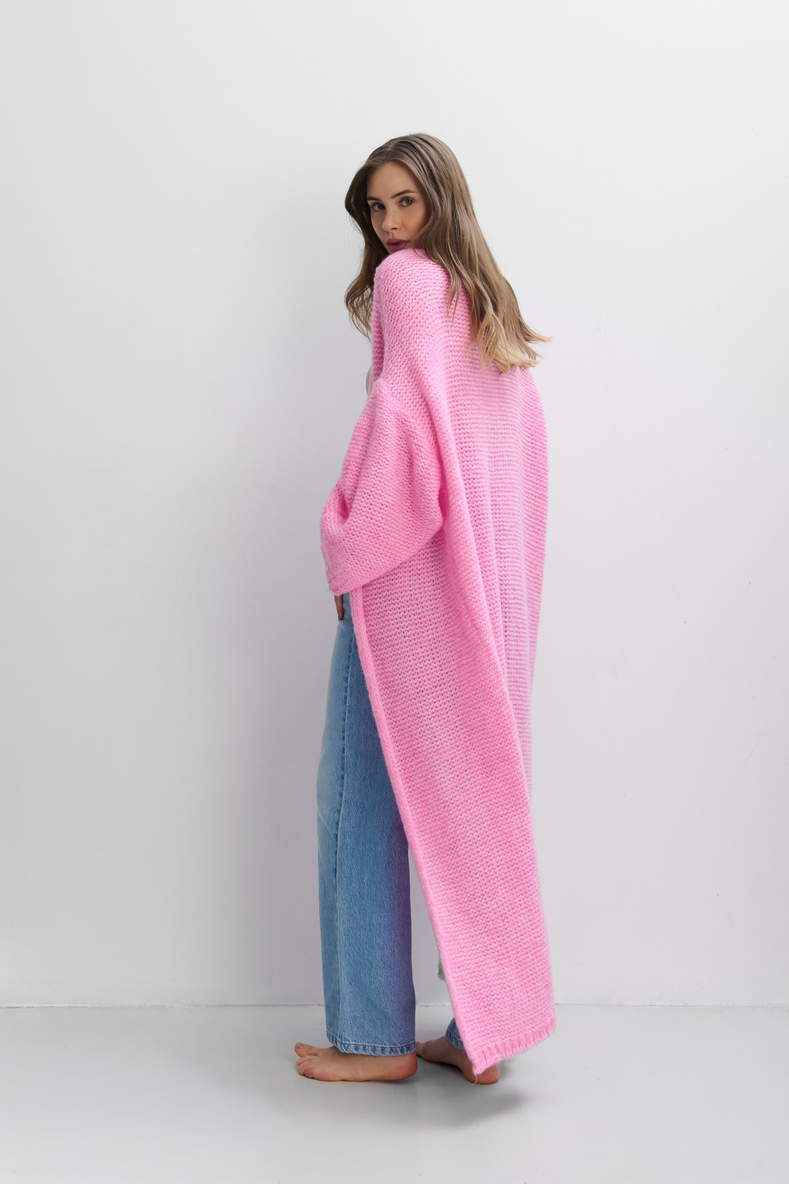 Długi kardigan Cloud Embrace różowy