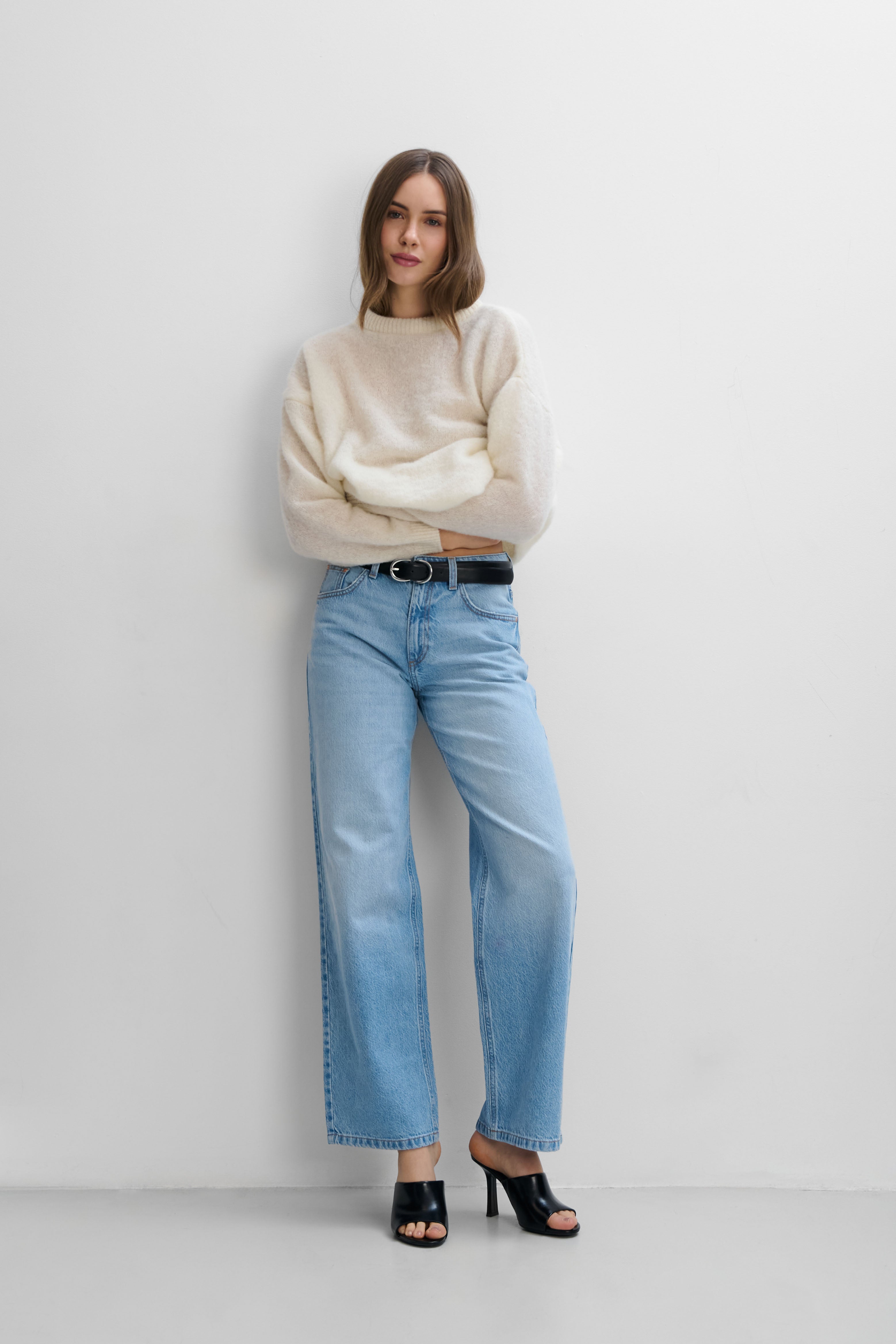 Lekki sweter z wełny alpaki Aura ecru