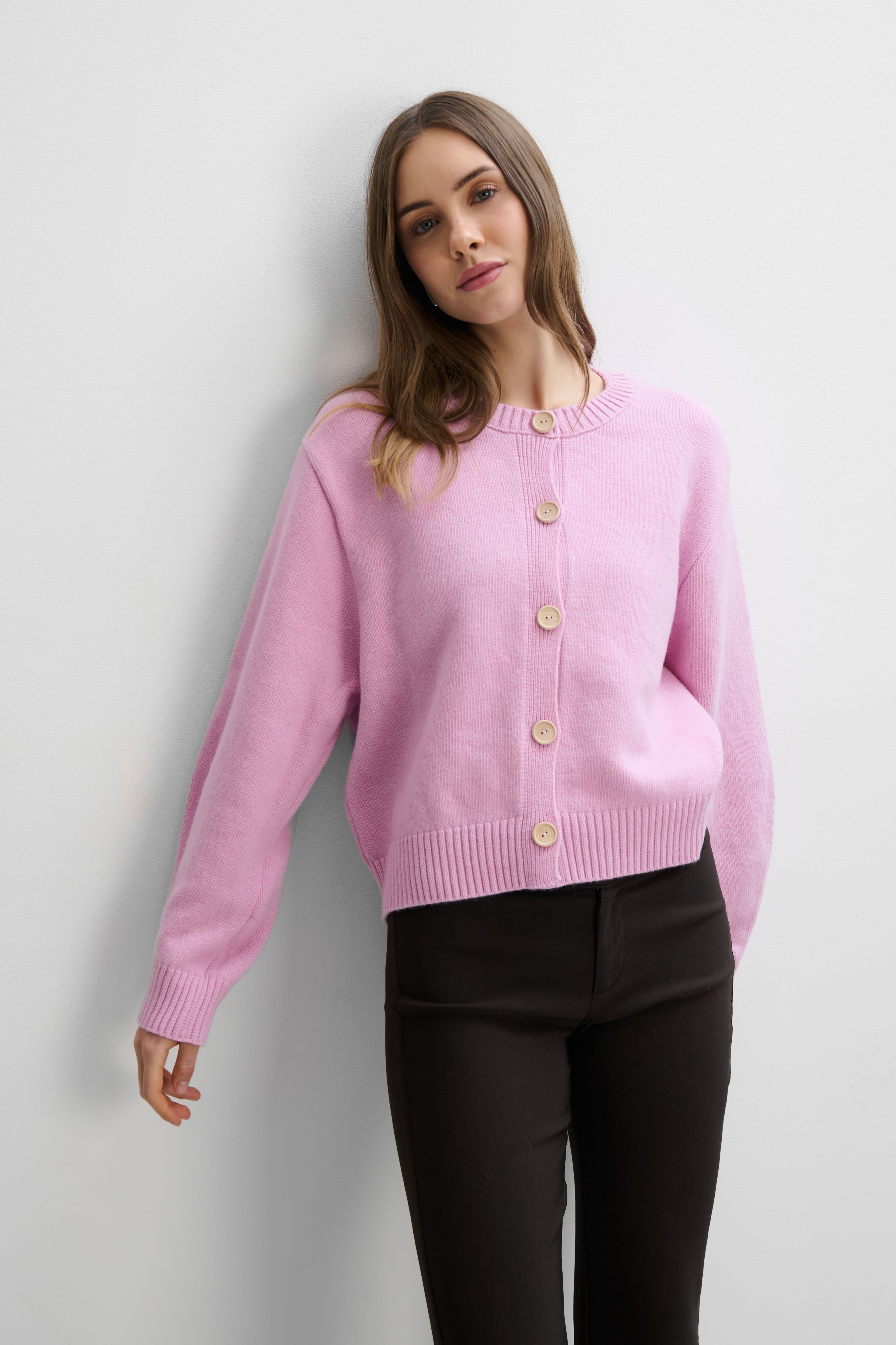Calm Cashmere and Merino Wool Cardigan Pink