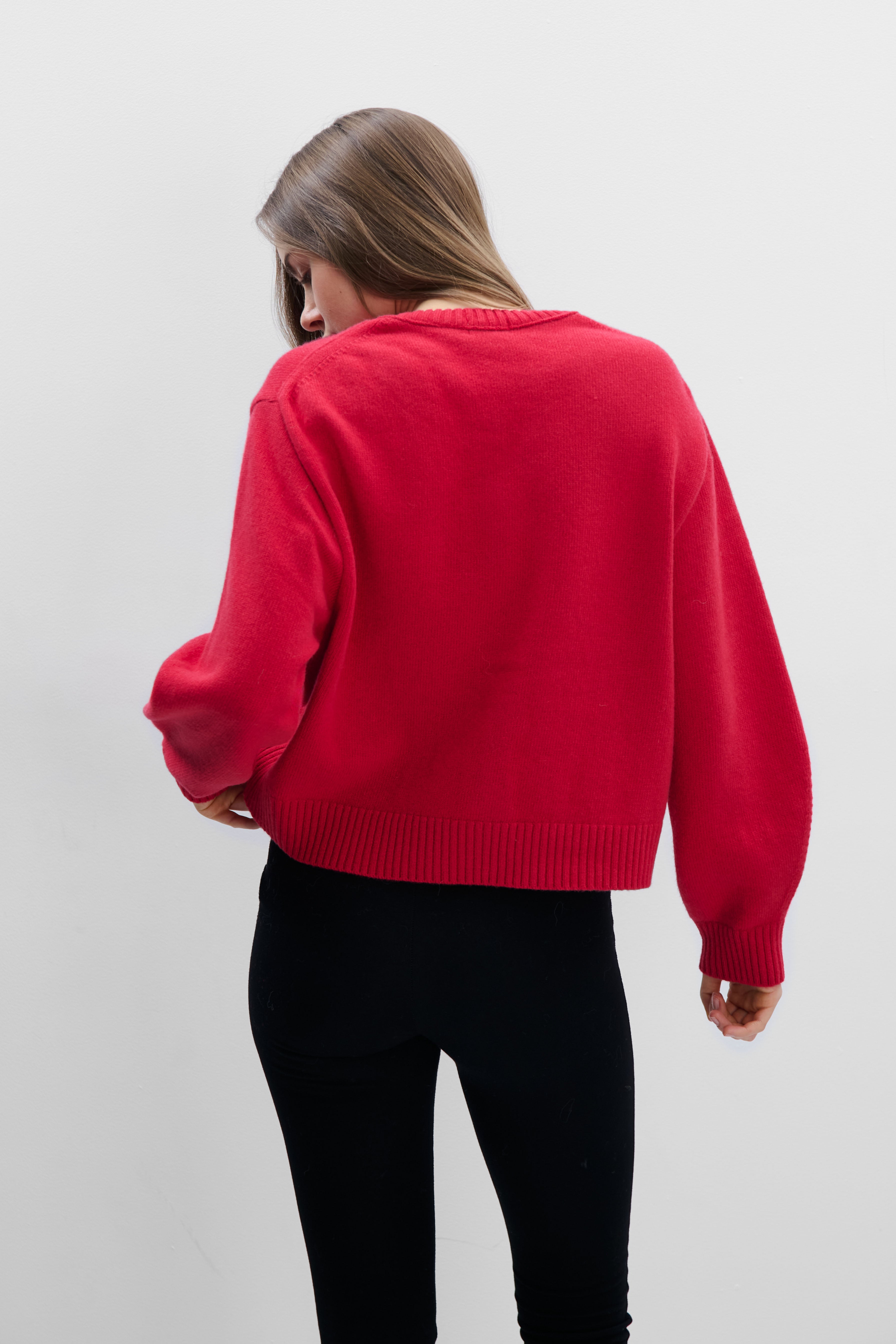 Kardigan z kaszmiru i wełny merynos Calm czerwony