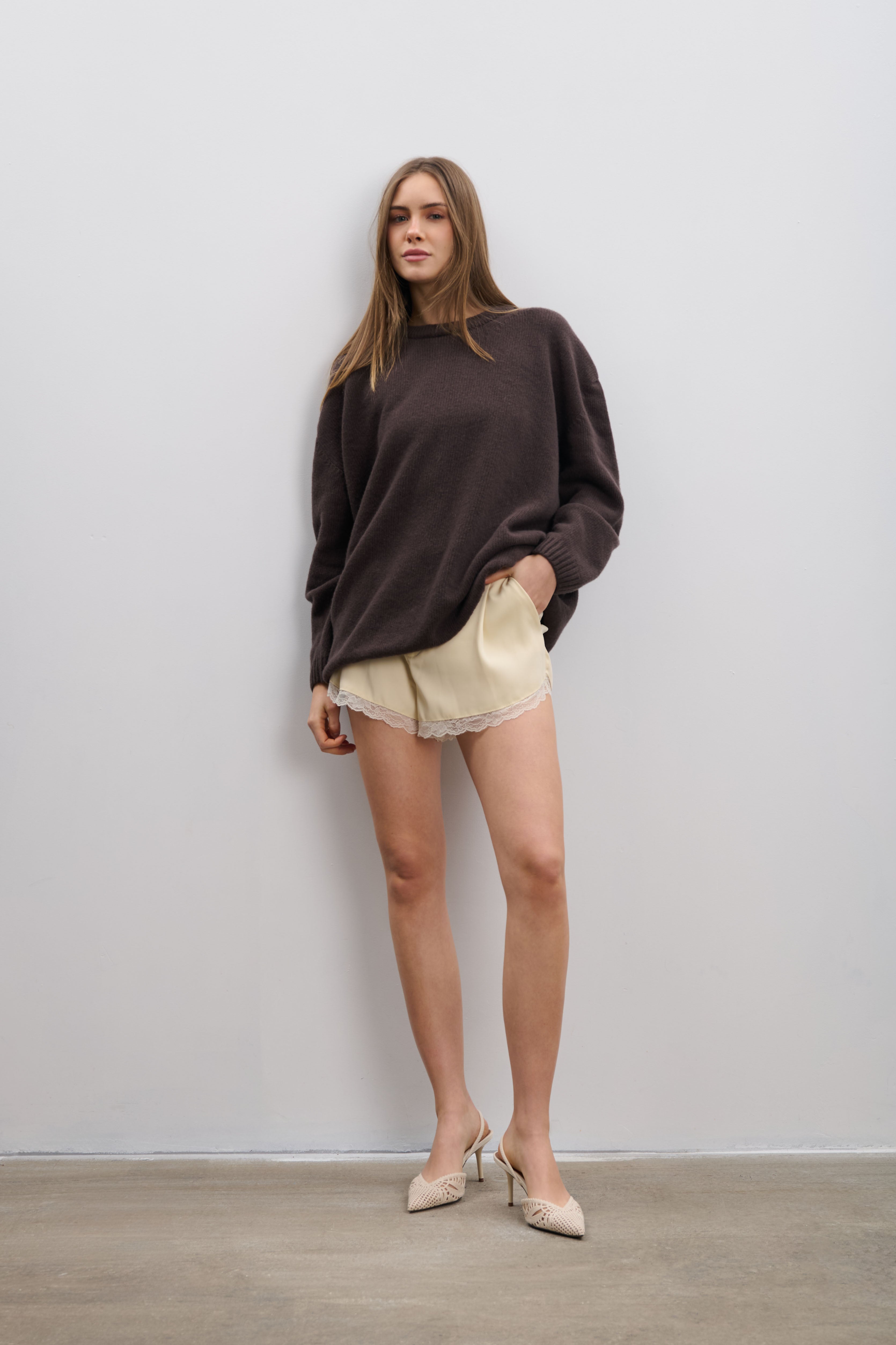 Éloise Cashmere and Merino Wool Sweater, Brown