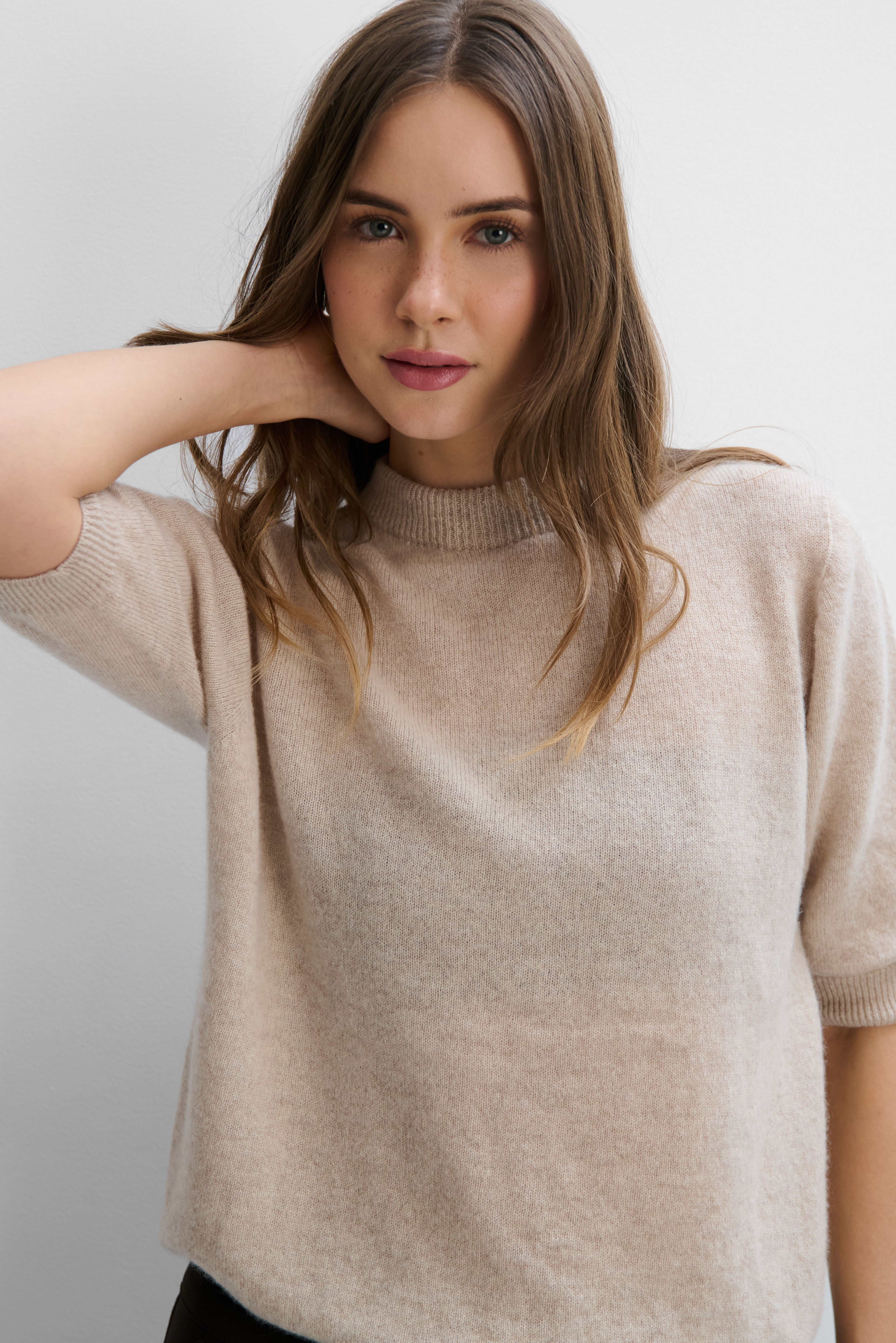 Lumi beige cashmere blouse