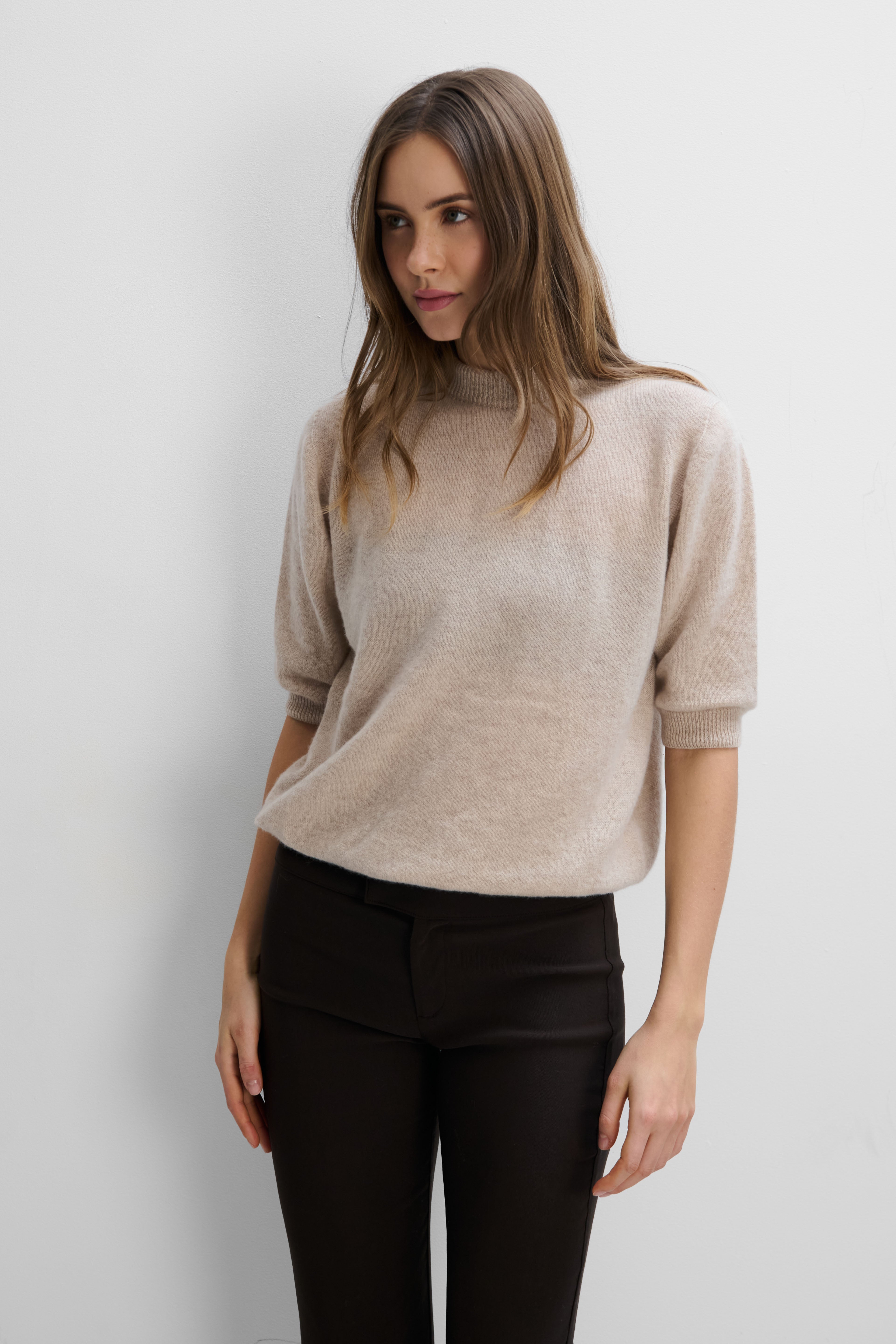 Lumi beige cashmere blouse