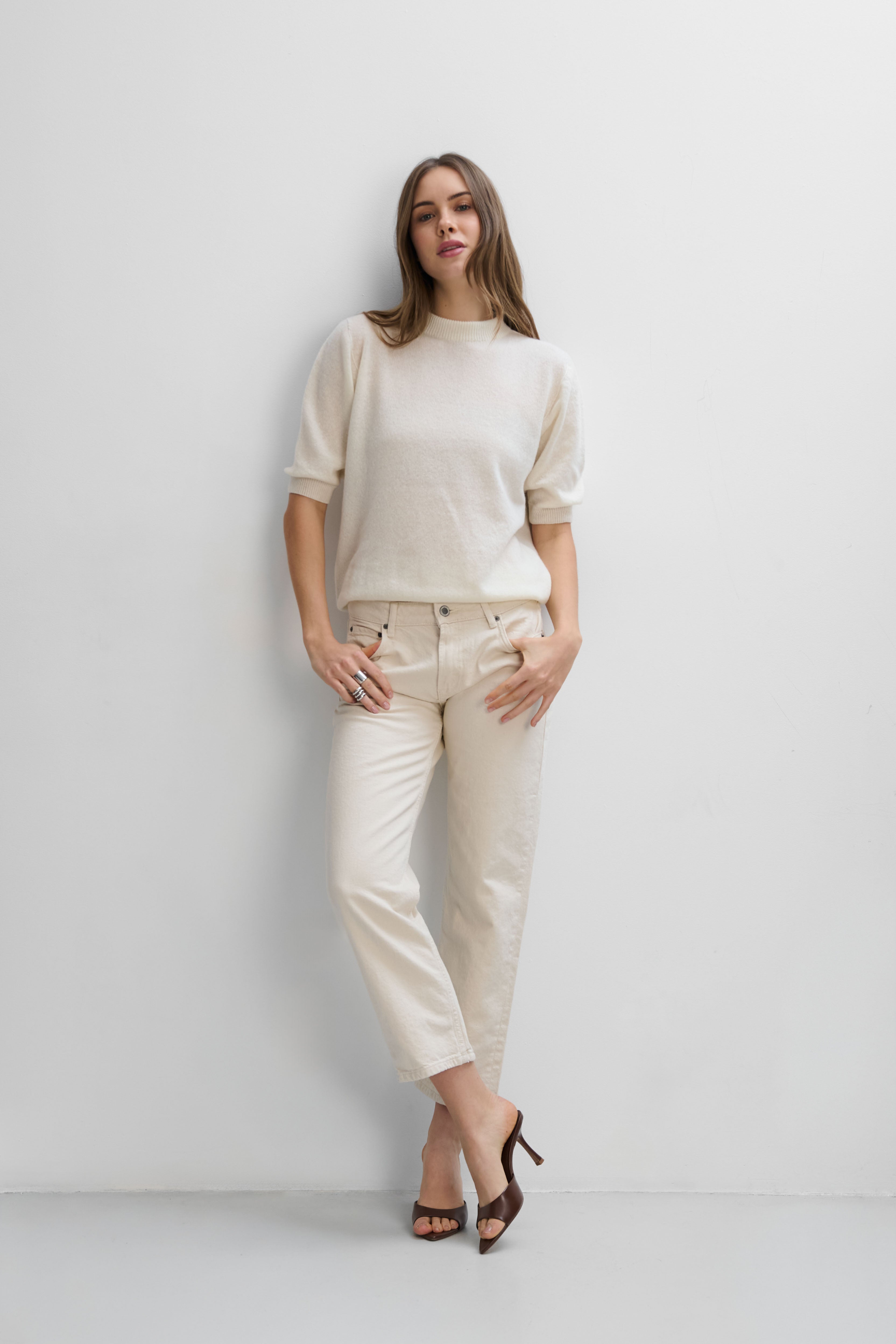 Bluzka z kaszmiru Lumi ecru