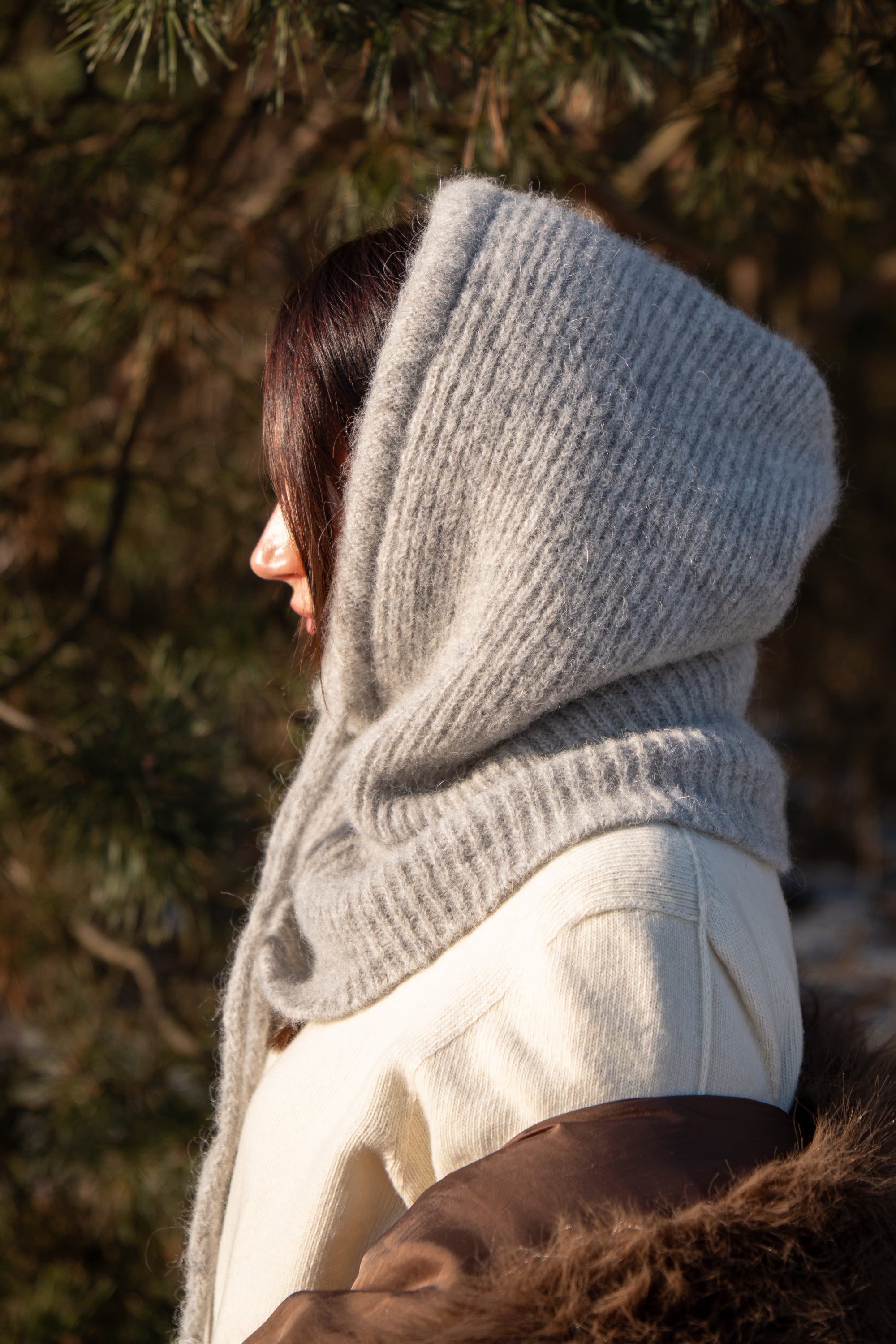 Balaclava z wełny alpaki Cloudveil szara