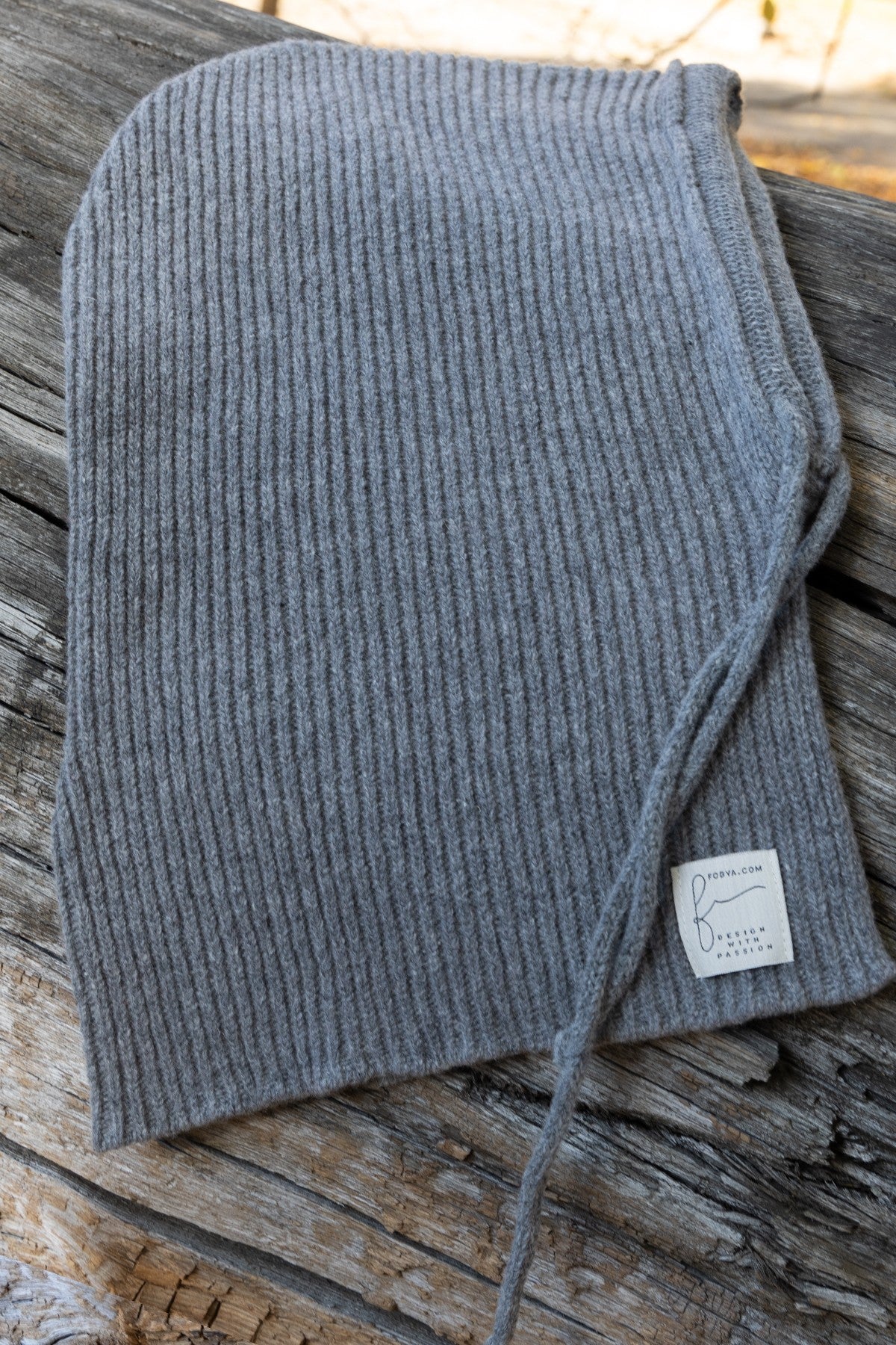 Balaclava kominiarka wełniana prążkowany splot szary - 4