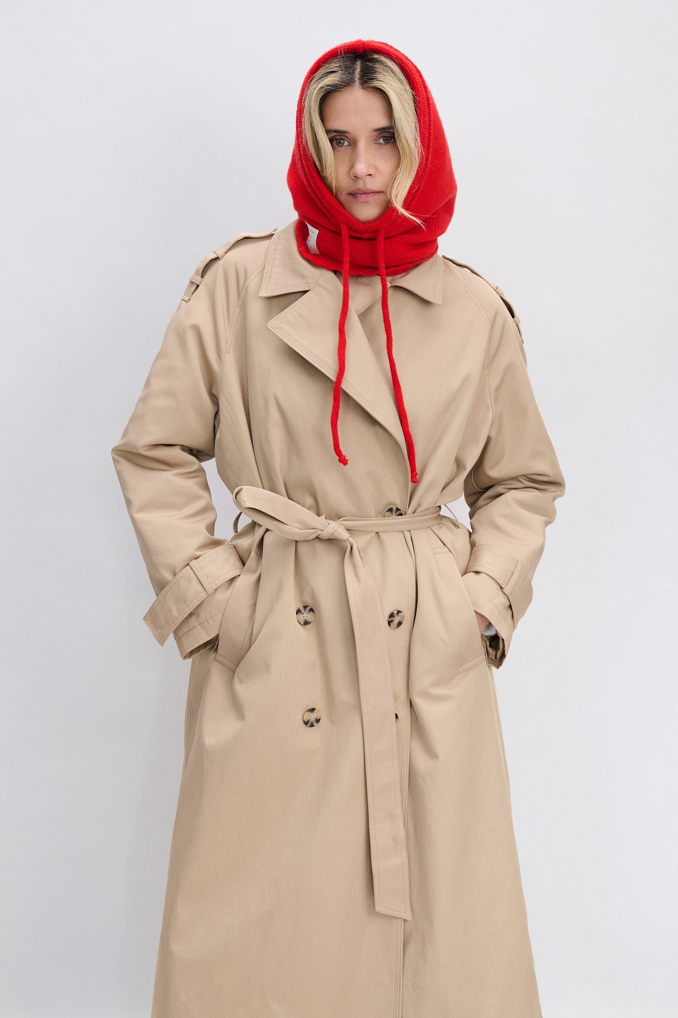 Balaclava z kaszmiru czerwony - 2