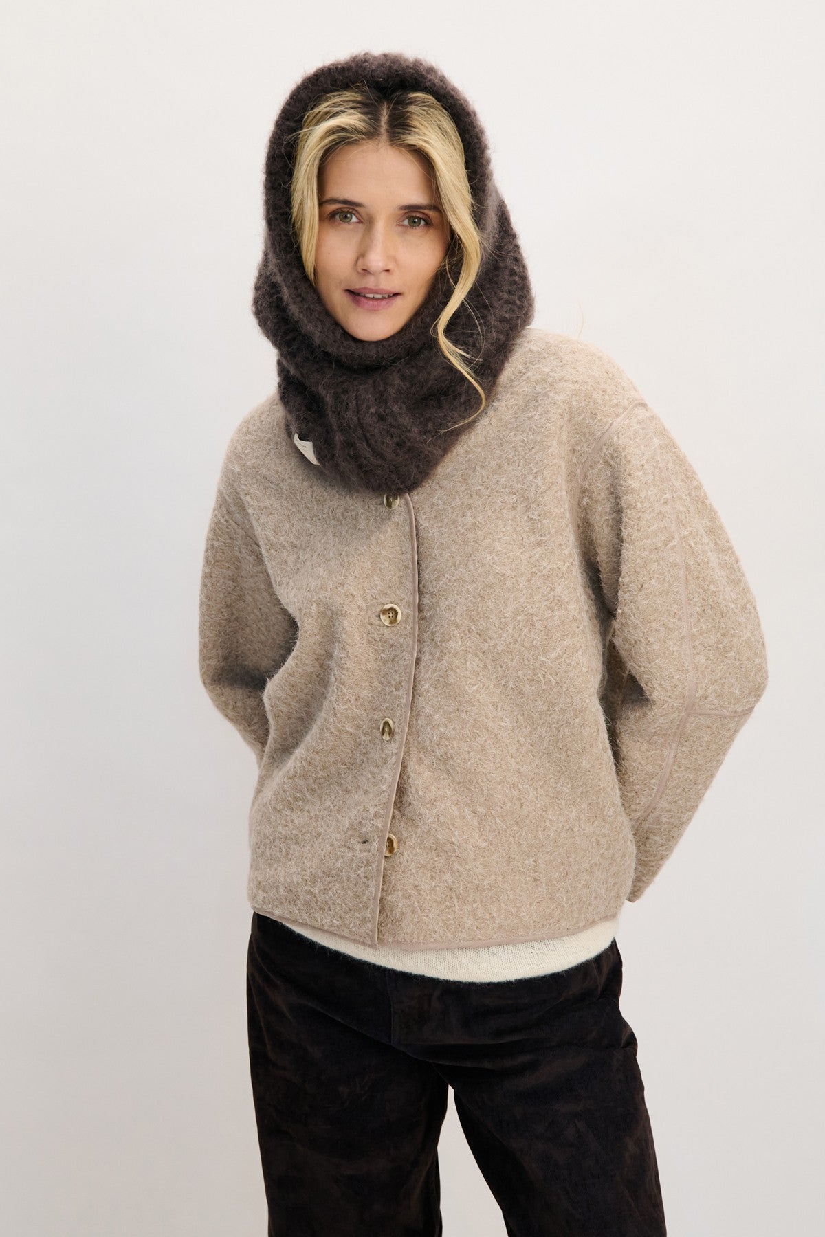 Balaclava z wełny alpaki SOFT HAVEN brązowy - 3