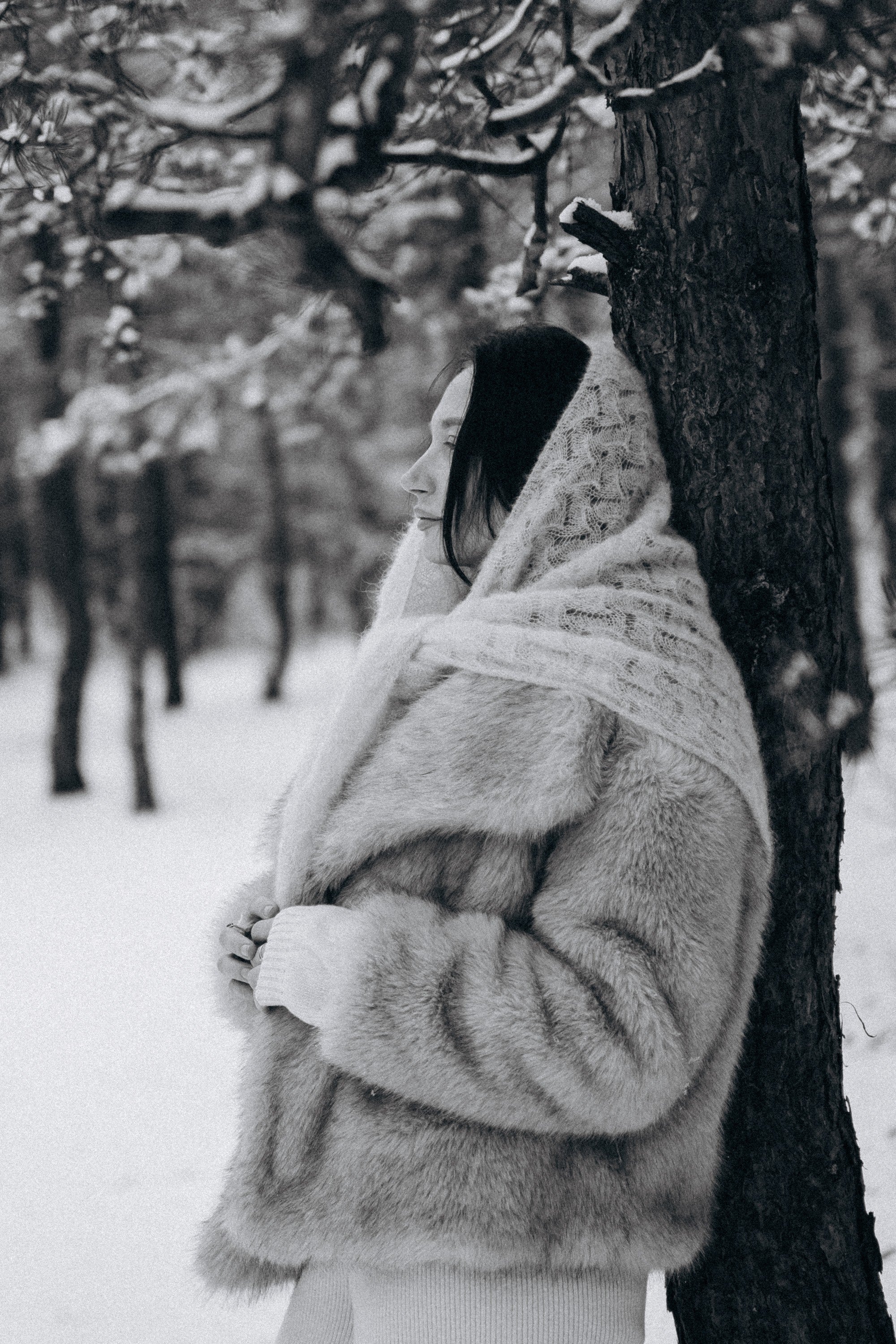 Chusta ażurowa z wełny alpaki Cloudloom Shawl szary - 6