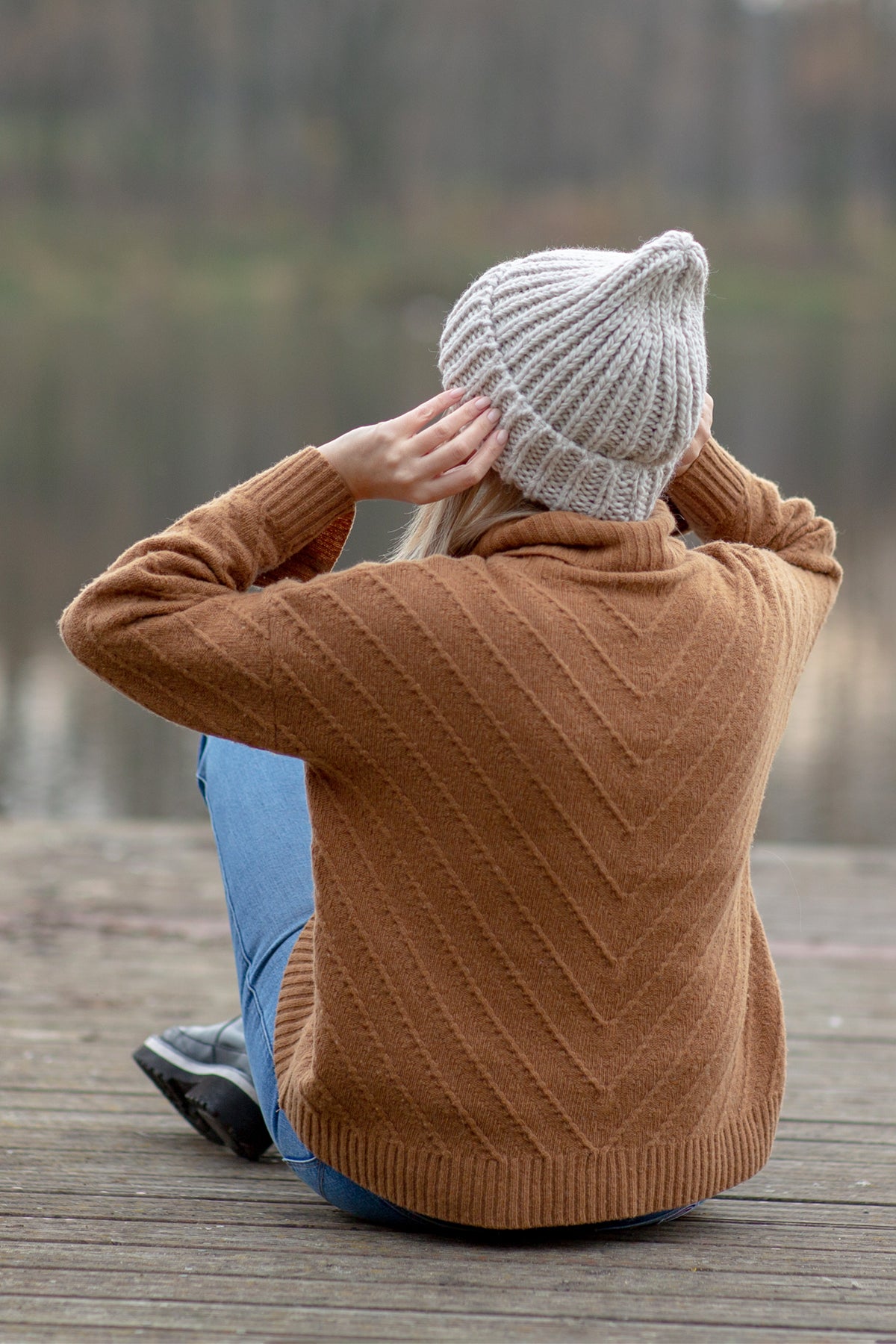 Czapka chunky knit beżowy - 3