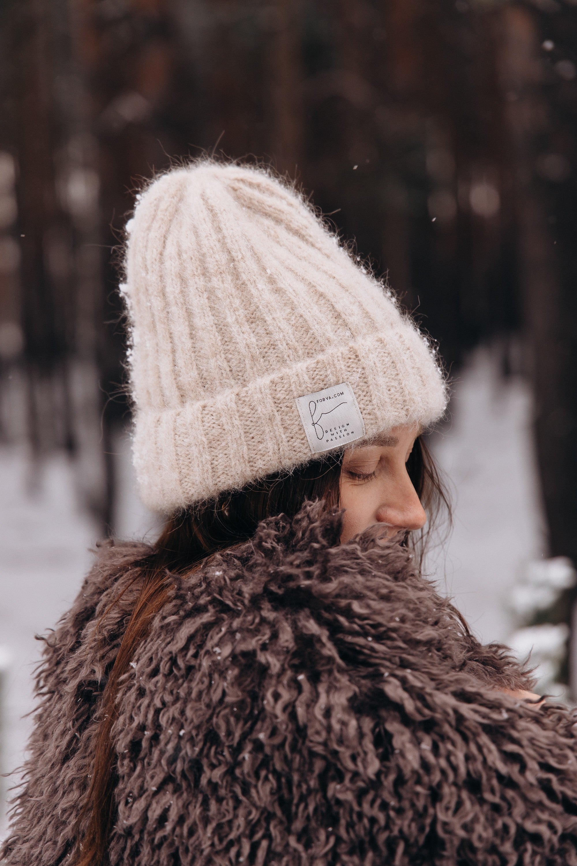 Czapka z wełny alpaki Snow Kiss beżowy - 2