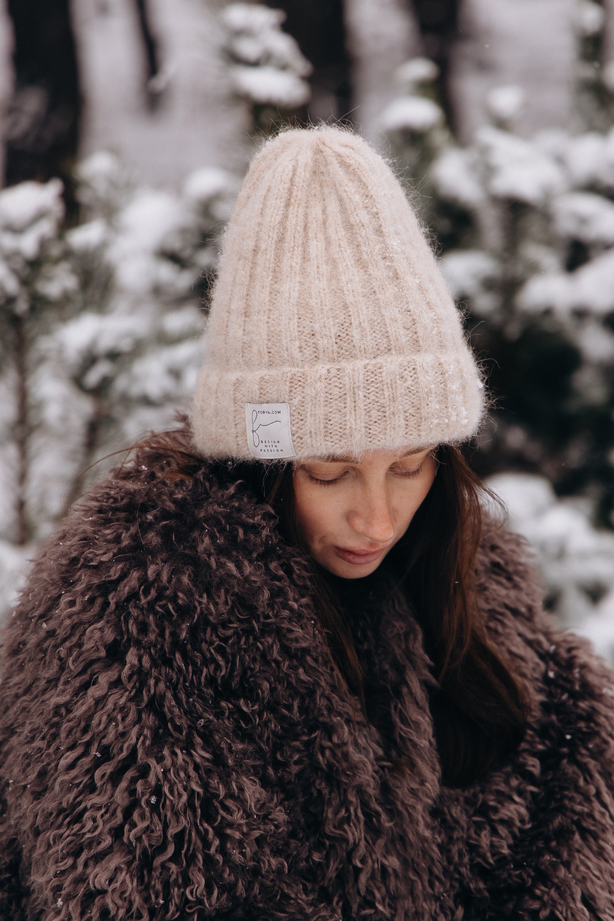 Czapka z wełny alpaki Snow Kiss beżowy - 5