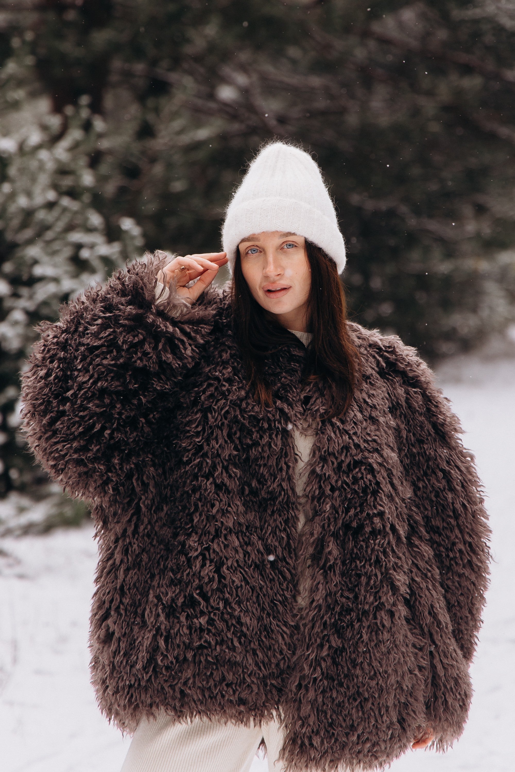 Czapka z wełny alpaki Snow Kiss ecru - 4