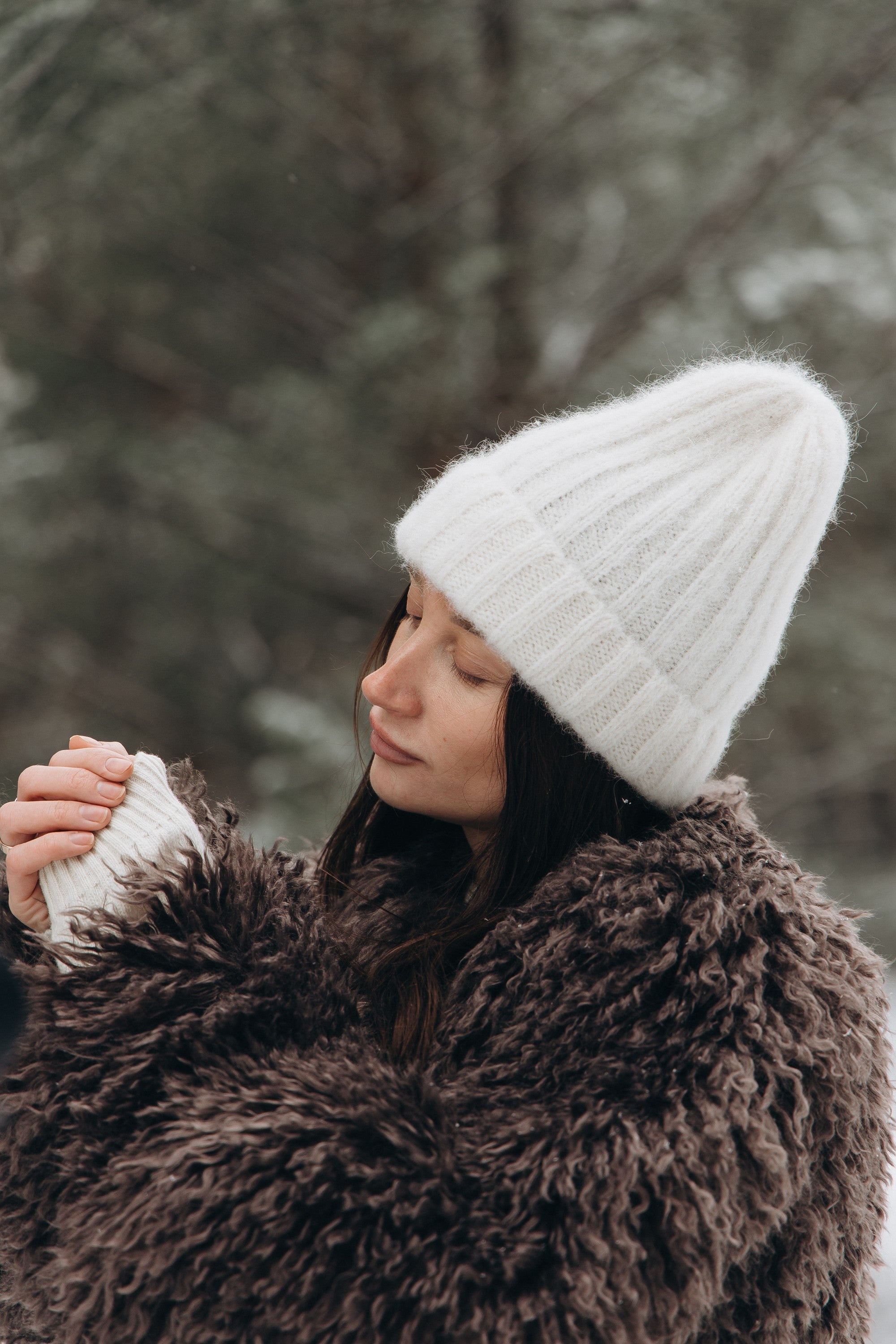 Czapka z wełny alpaki Snow Kiss ecru - 2