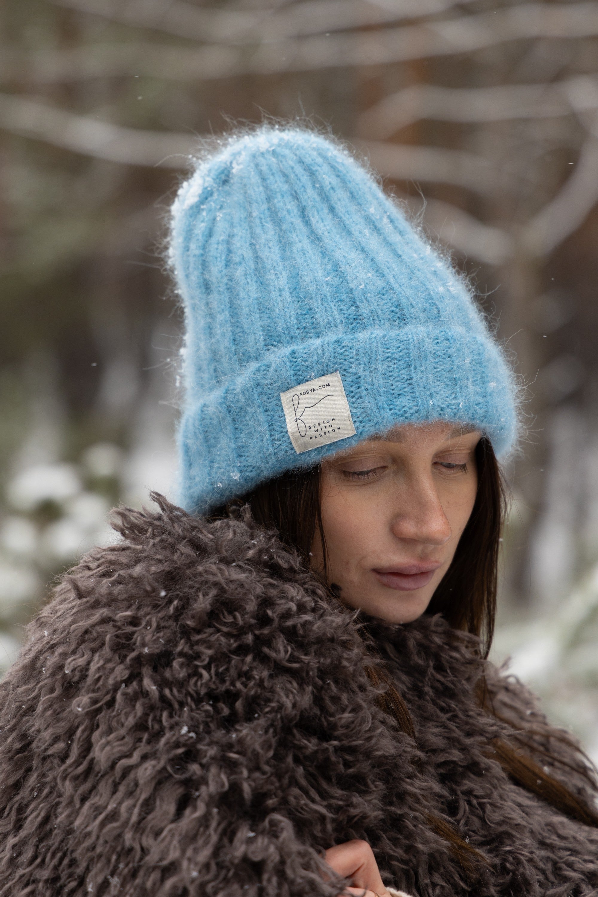 Czapka z wełny alpaki Snow Kiss niebieski - 2