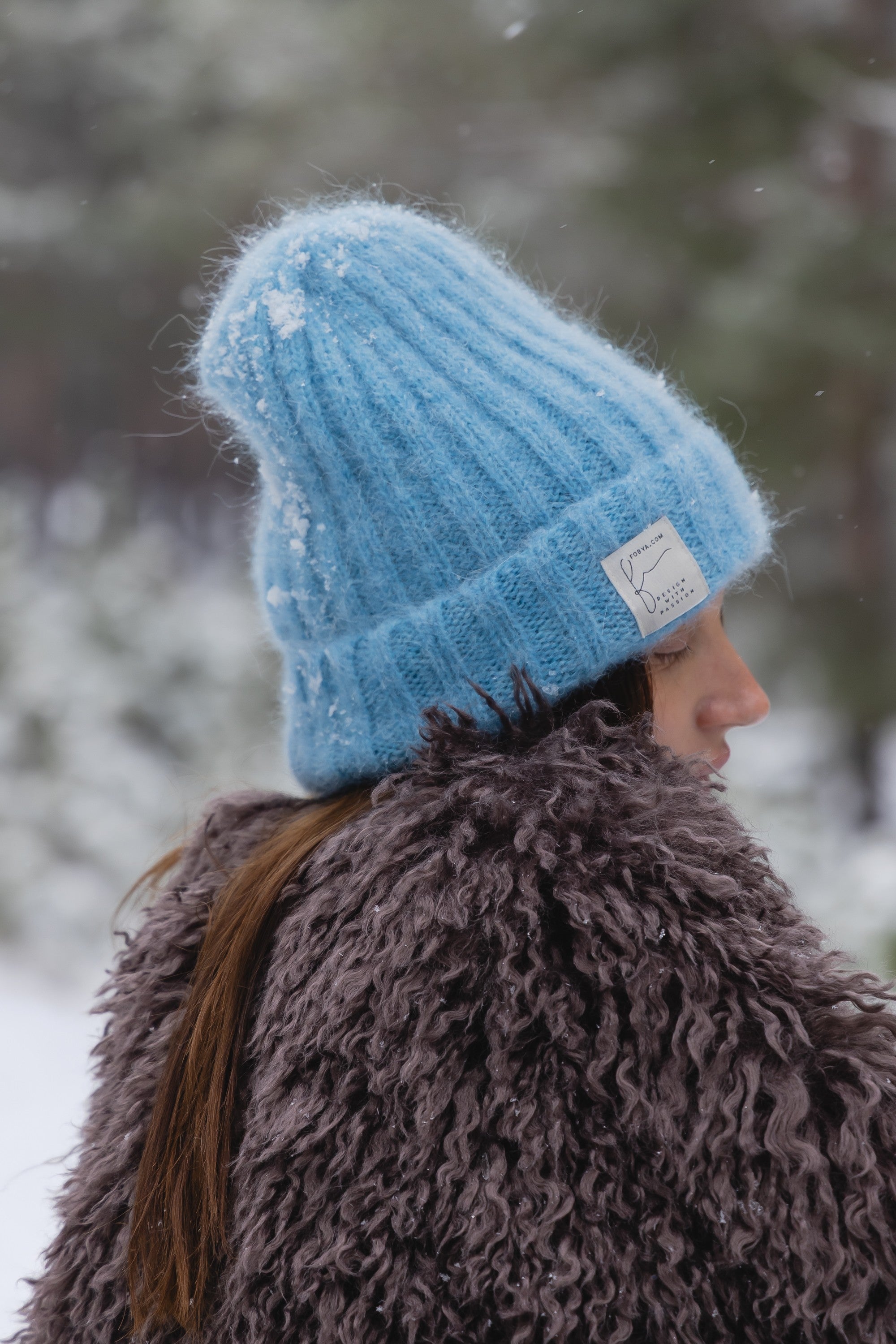Czapka z wełny alpaki Snow Kiss niebieski - 7