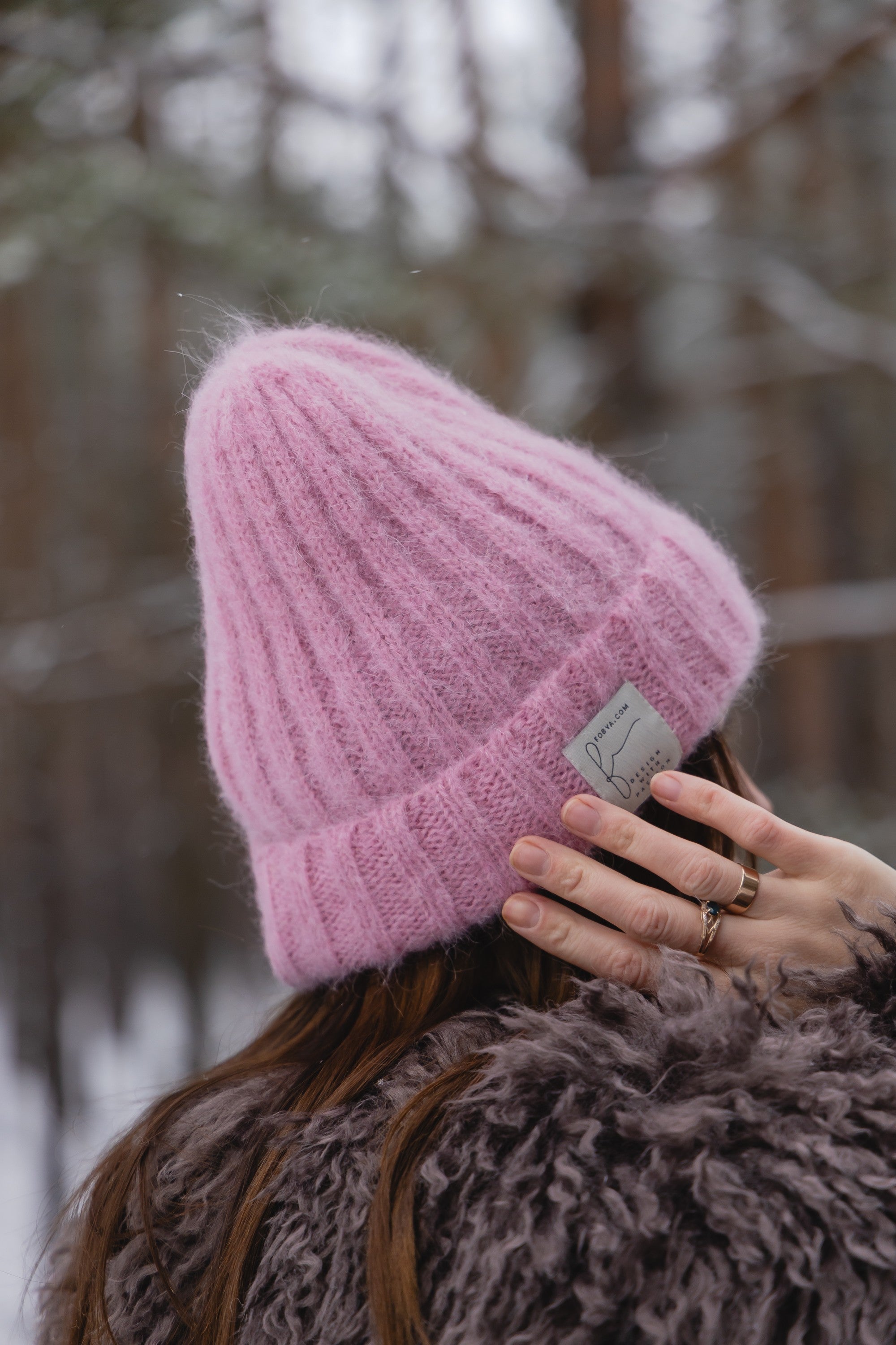 Czapka z wełny alpaki Snow Kiss różowy - 4