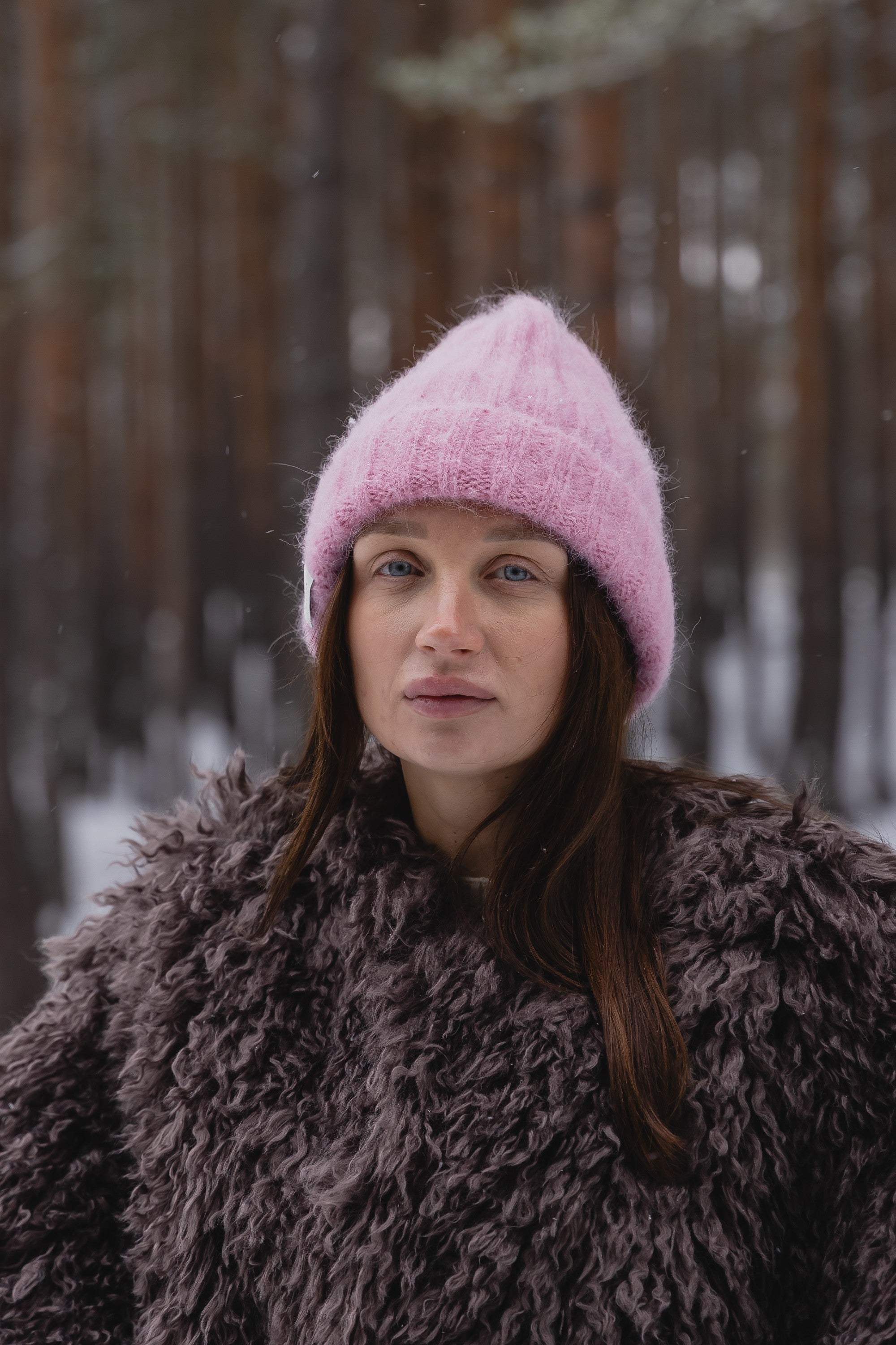 Czapka z wełny alpaki Snow Kiss różowy - 3