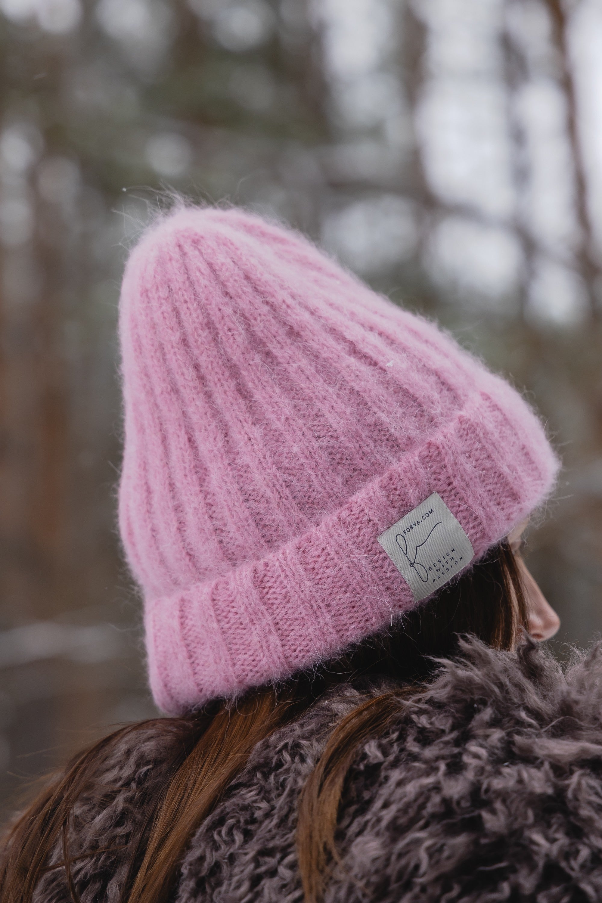 Czapka z wełny alpaki Snow Kiss różowy - 7