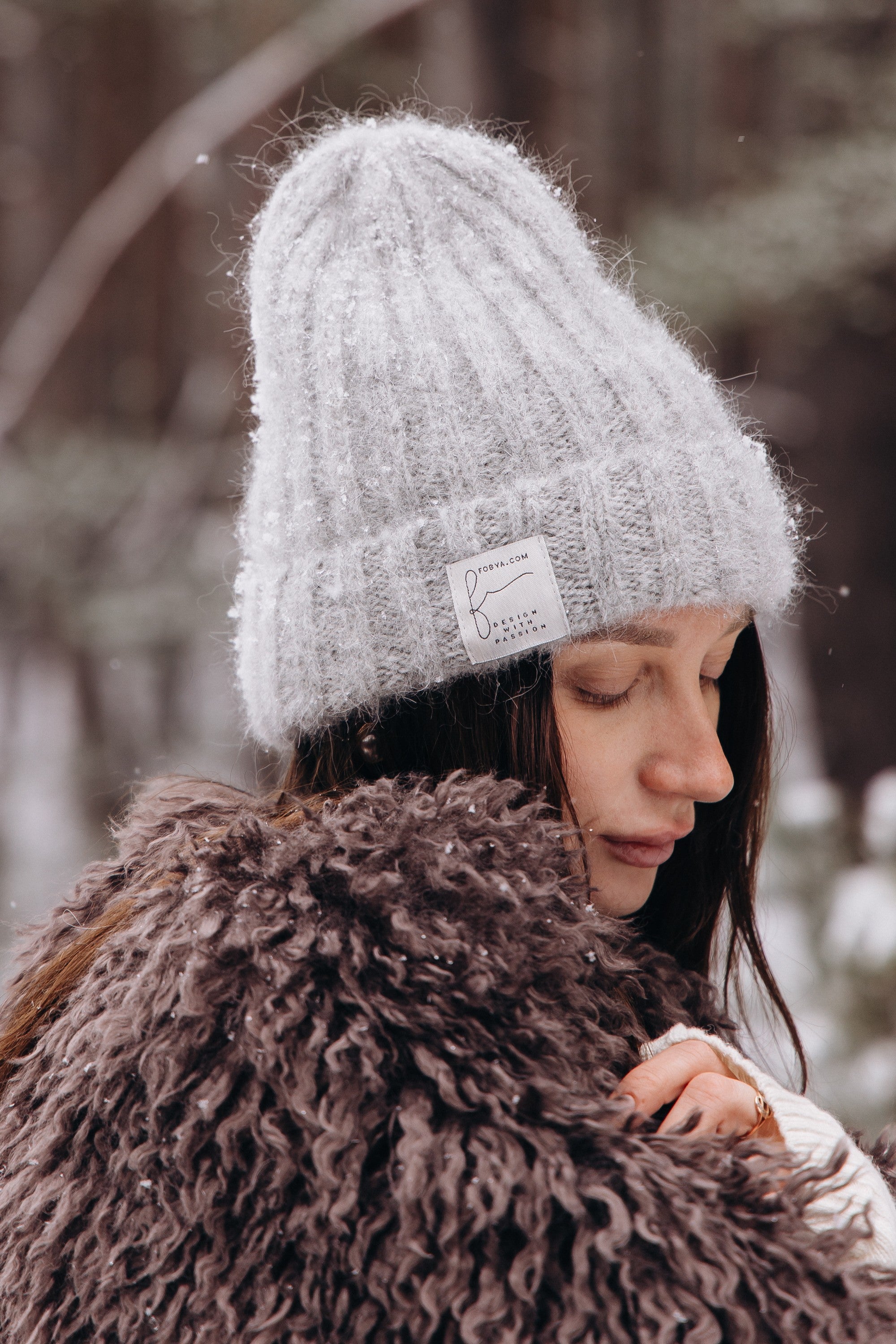 Czapka z wełny alpaki Snow Kiss szary - 4