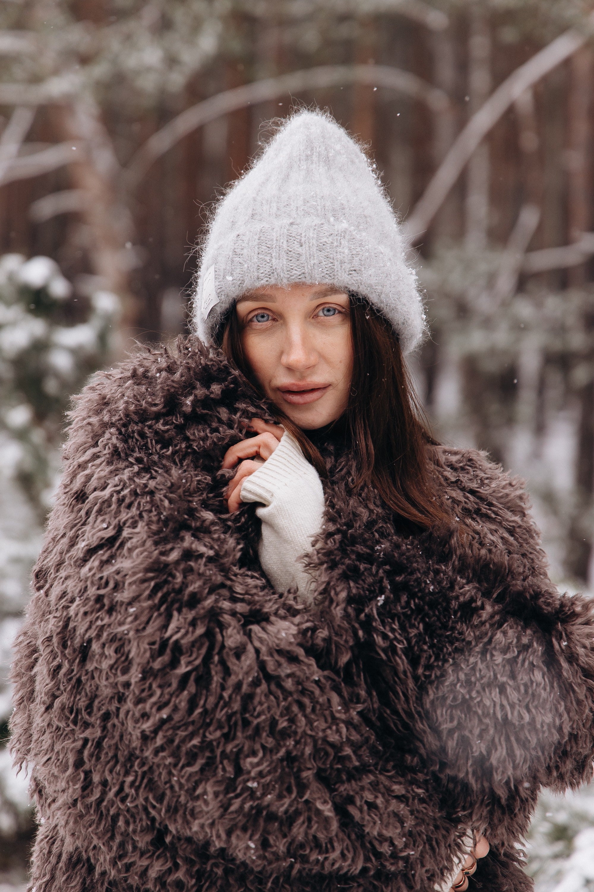 Czapka z wełny alpaki Snow Kiss szary - 1