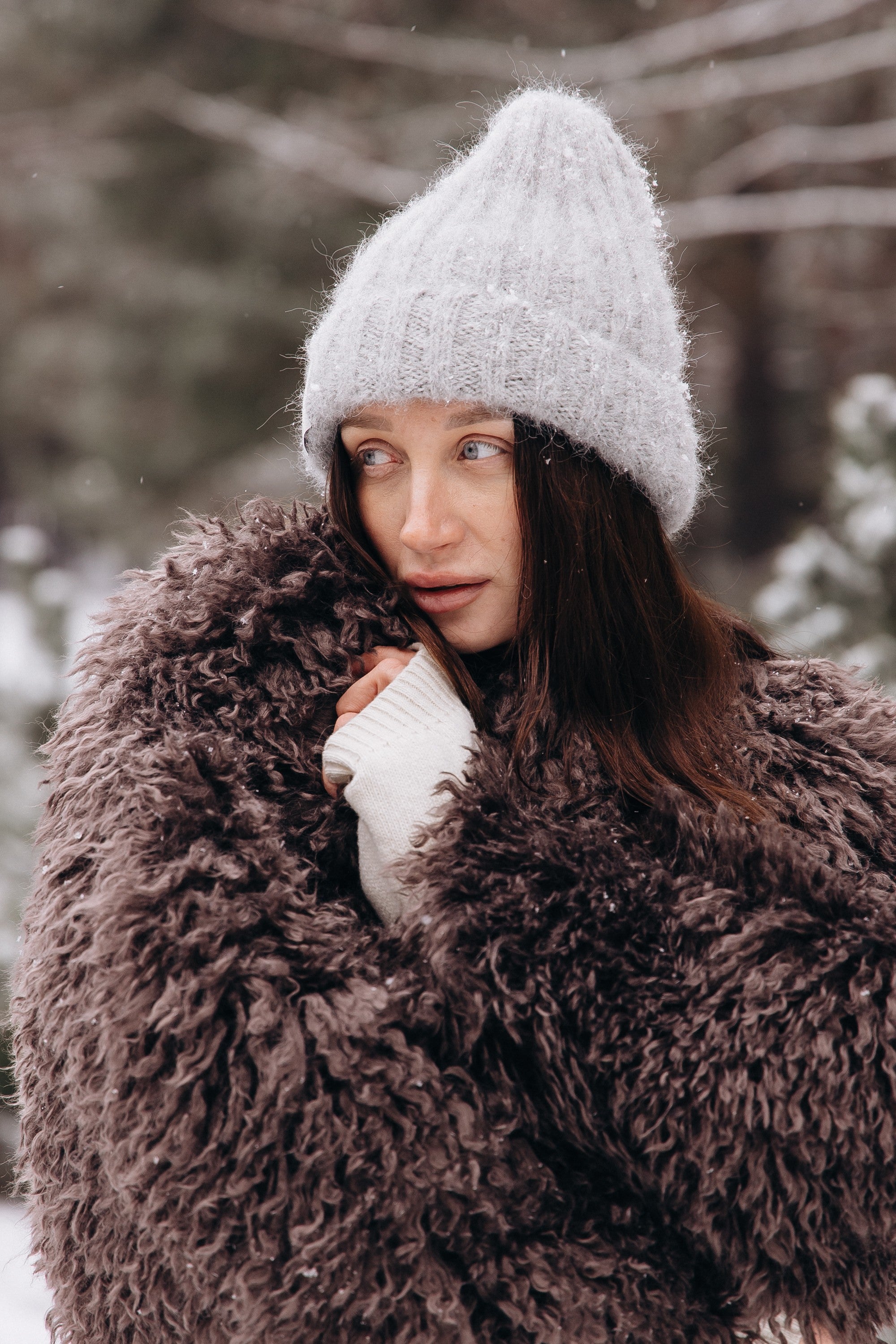 Czapka z wełny alpaki Snow Kiss szary - 2