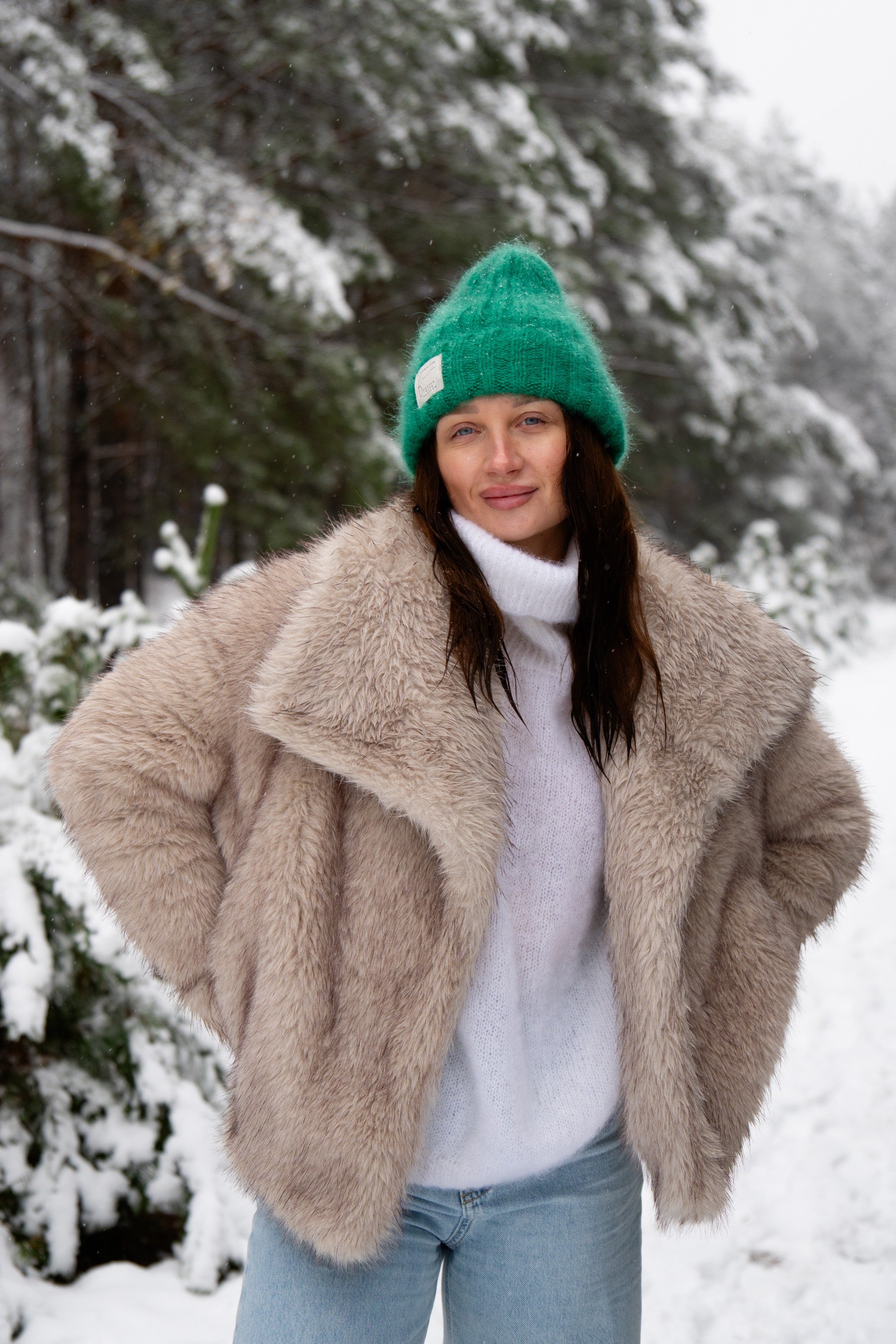 Czapka z wełny alpaki Snow Kiss zielony - 2