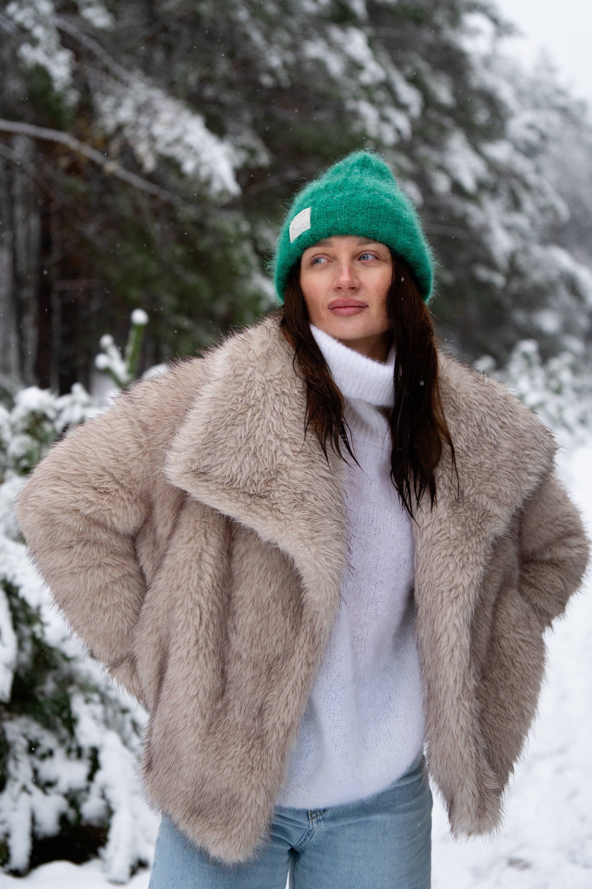 Czapka z wełny alpaki Snow Kiss zielony - 4