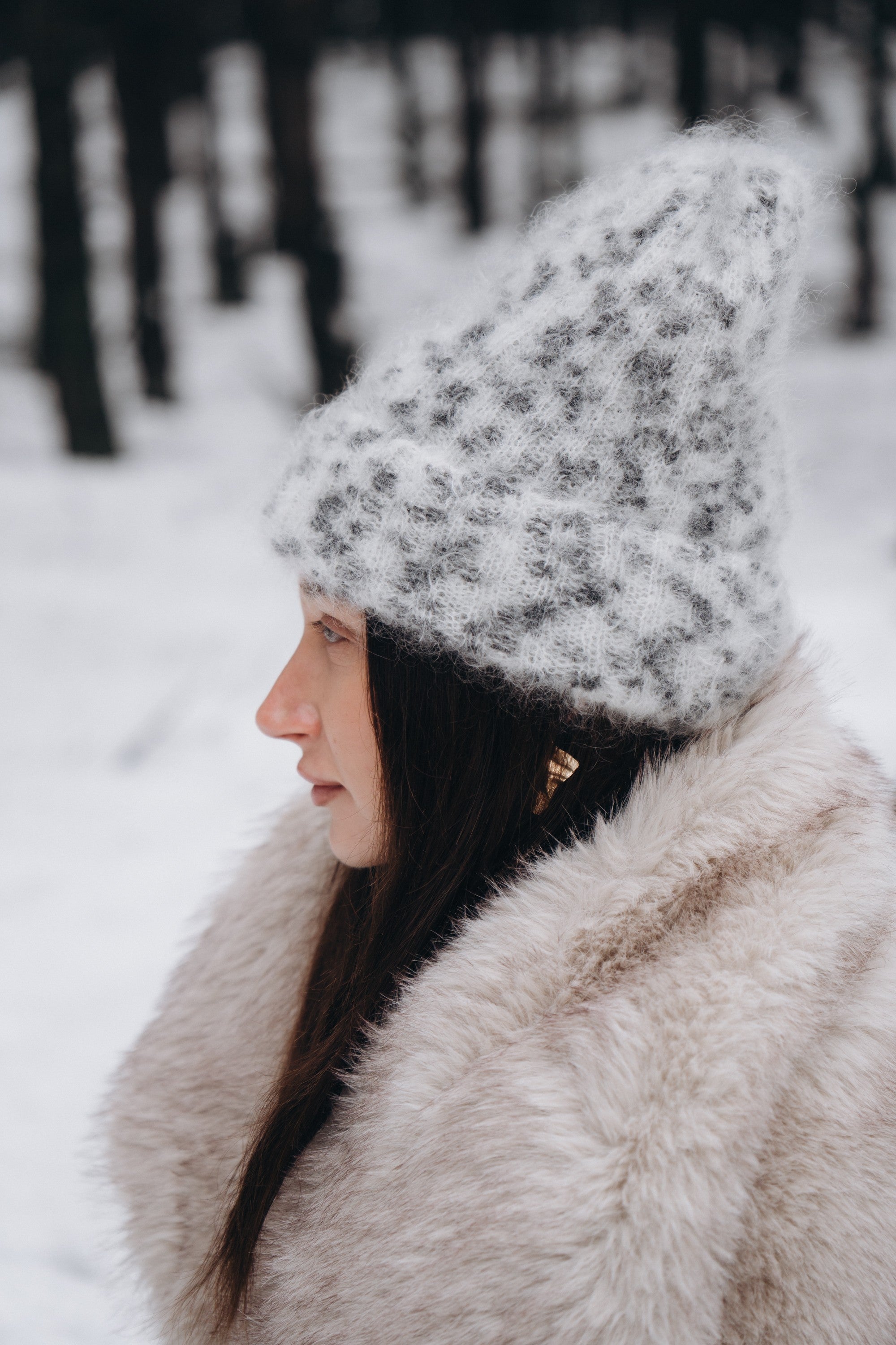 Czapka z wełny kid moher Snow Polar Dream ecru - 5