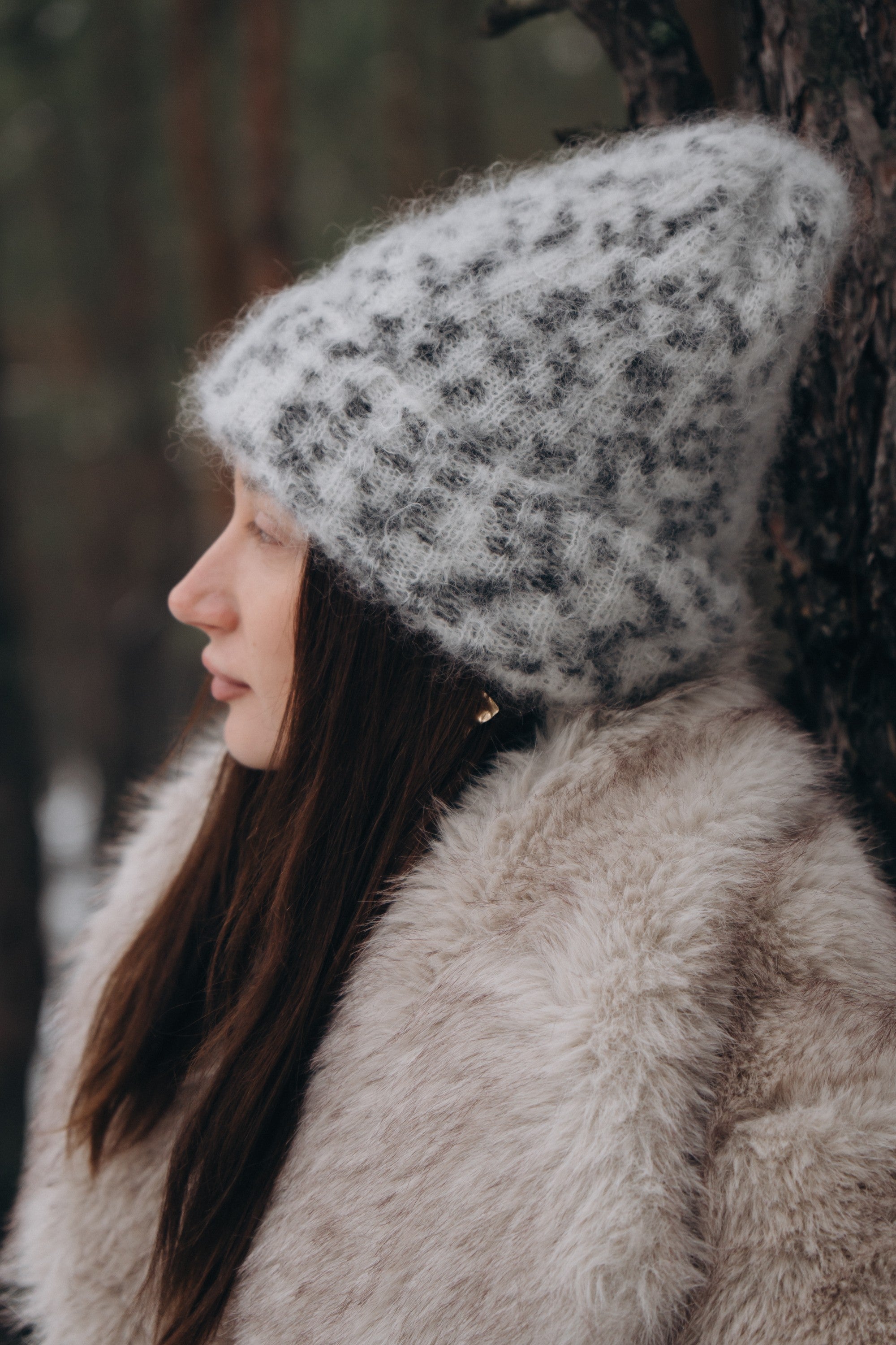 Czapka z wełny kid moher Snow Polar Dream ecru - 15