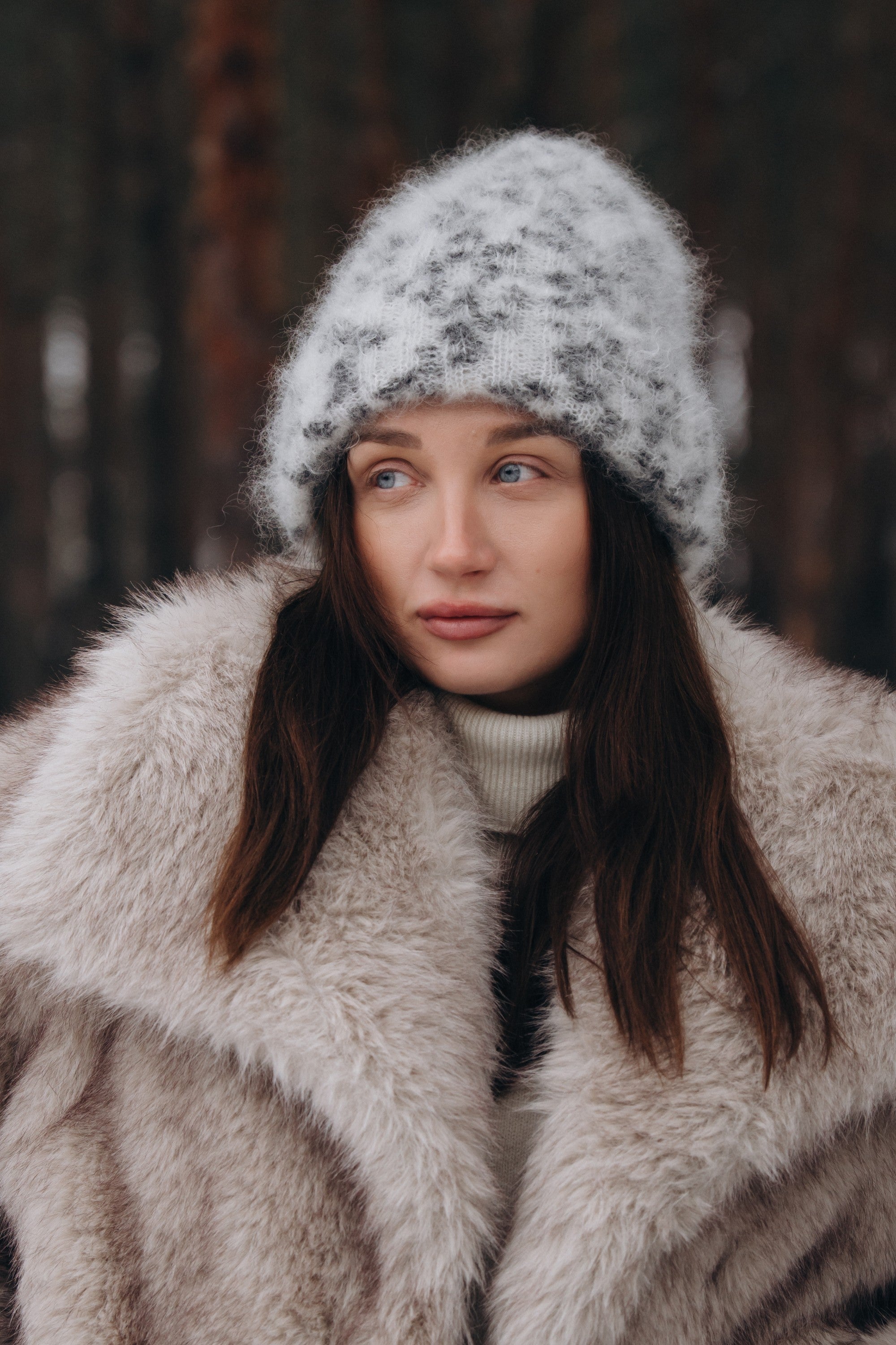 Czapka z wełny kid moher Snow Polar Dream ecru - 2