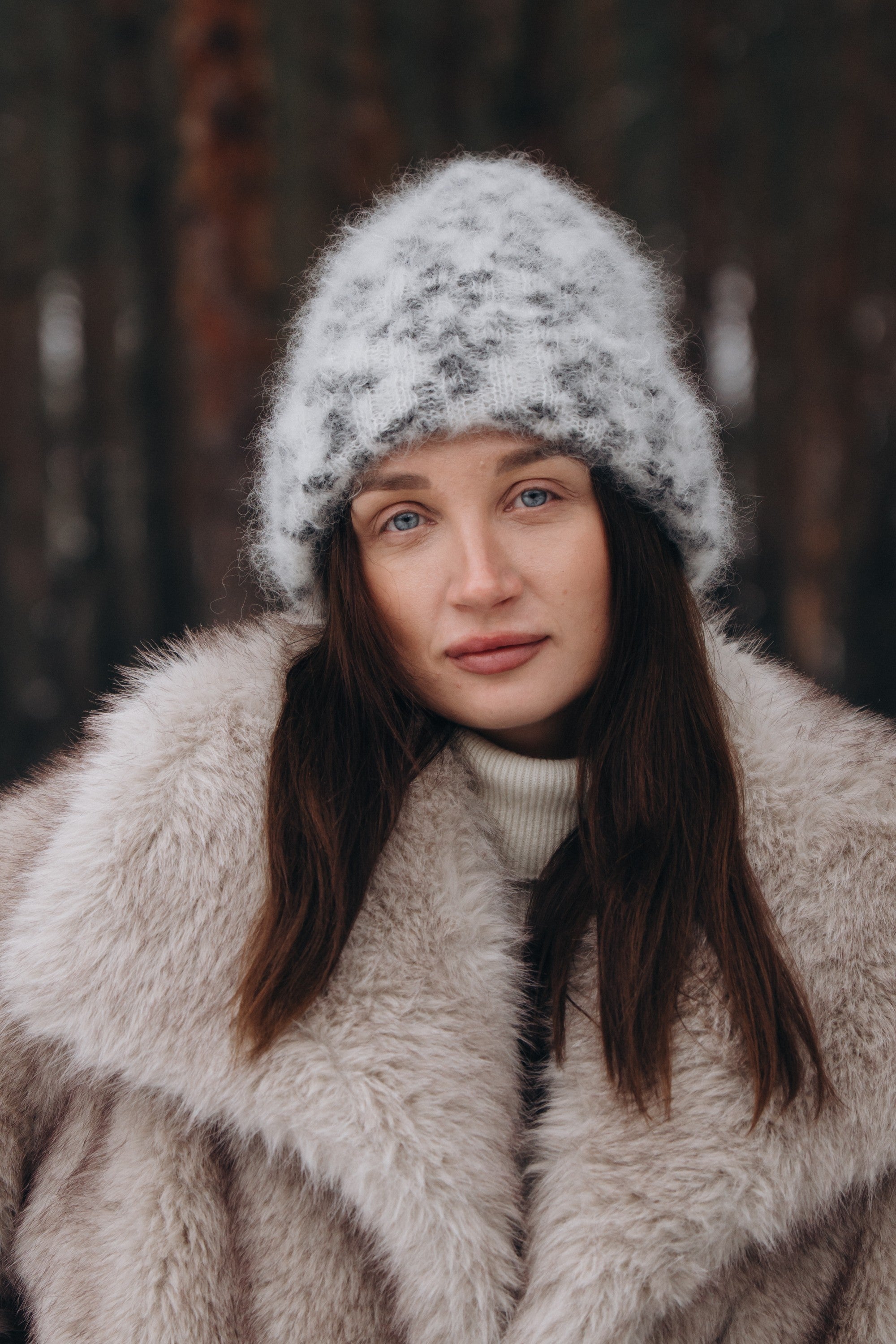 Czapka z wełny kid moher Snow Polar Dream ecru - 18