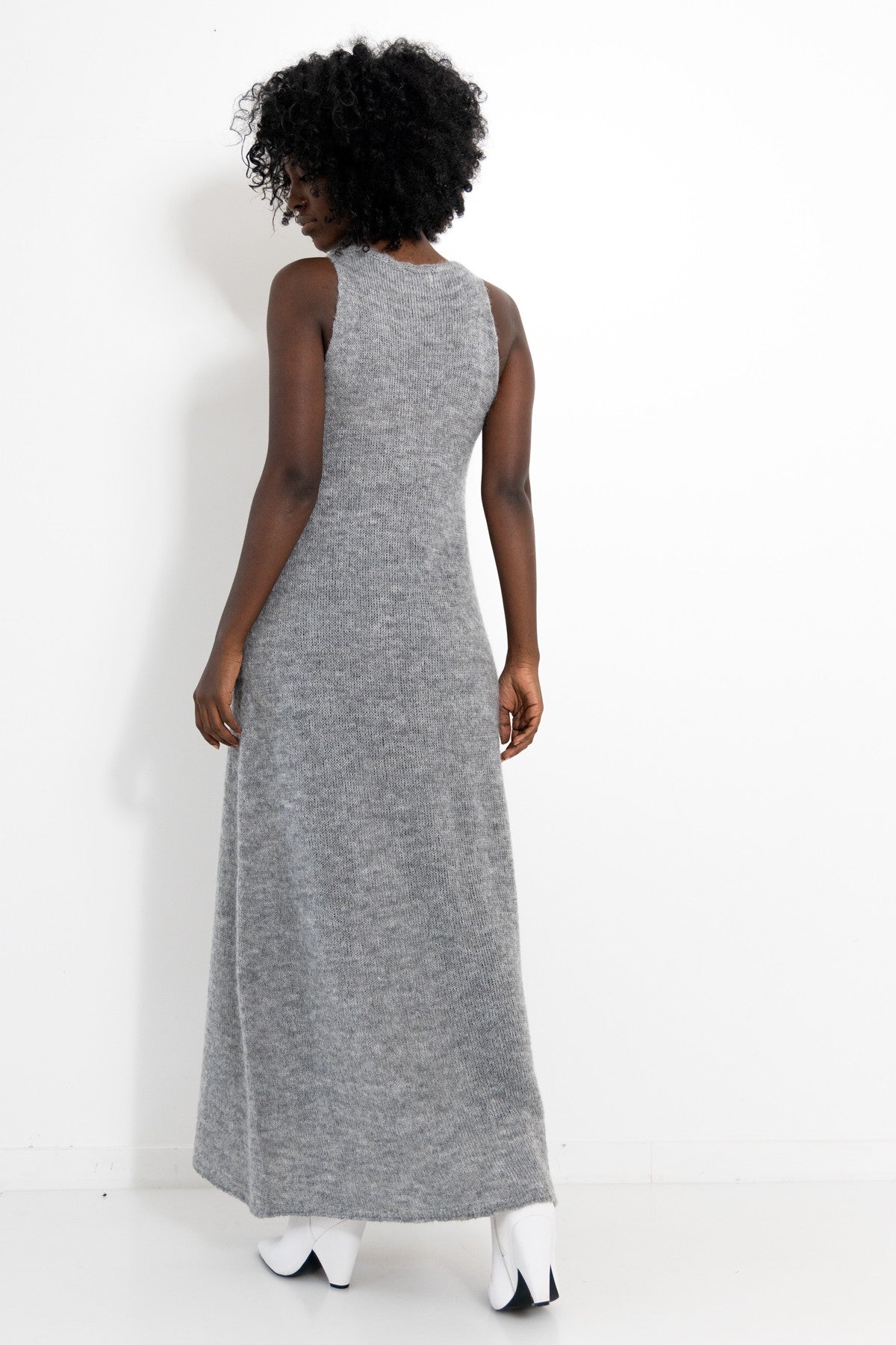 Długa wełniana sukienka szary - 5