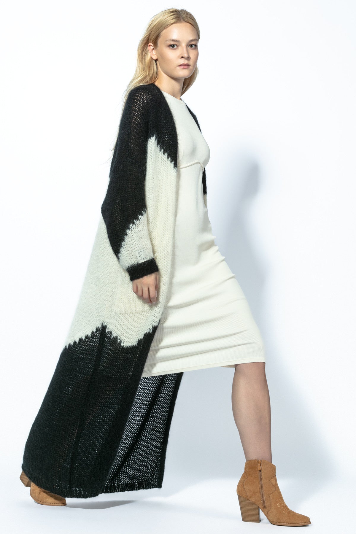 Długi kardigan z wełny alpaki czarny - 5