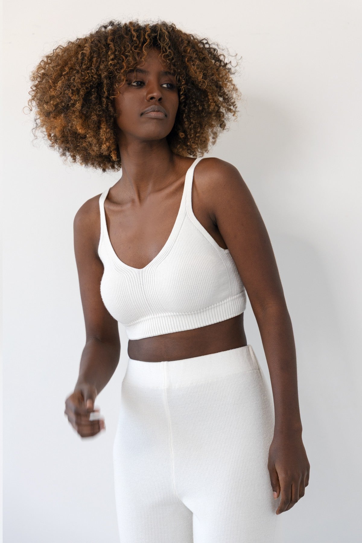 Dzianinowy top ecru - 3