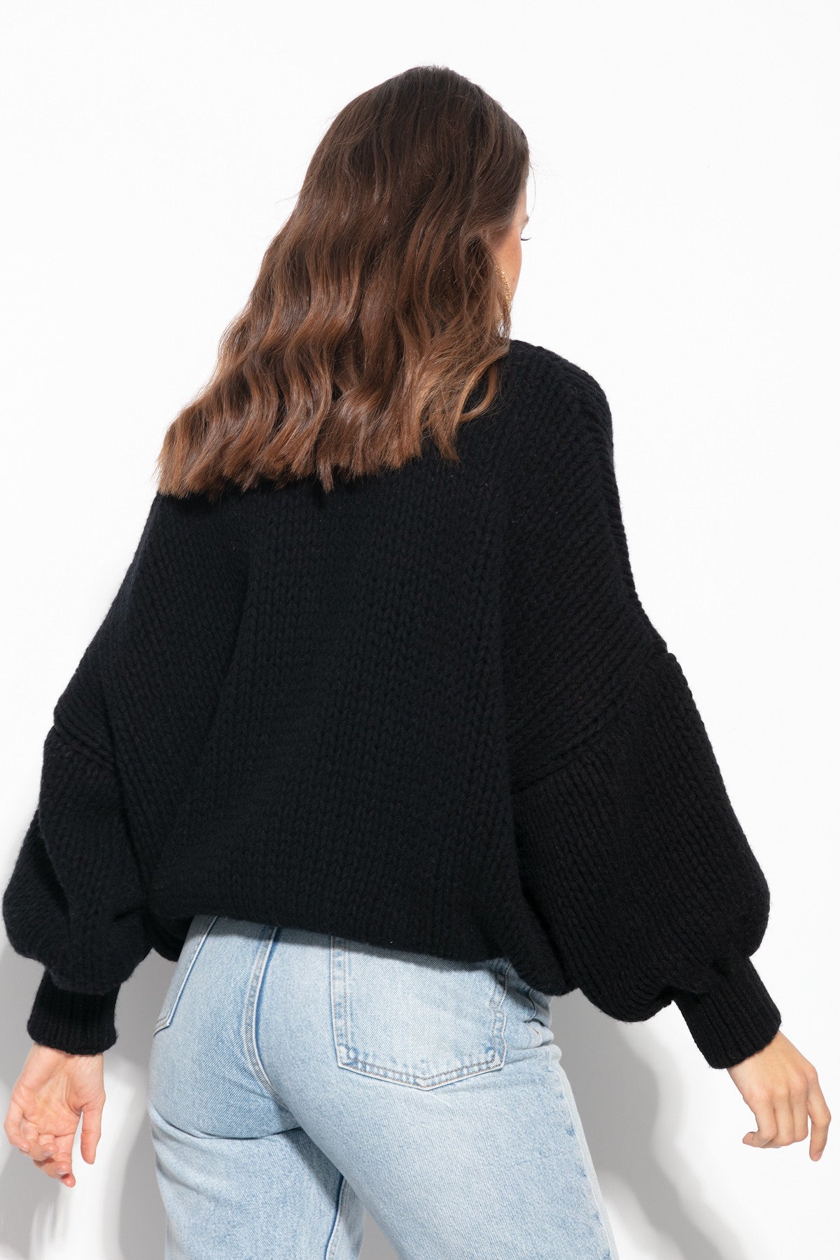 Elegancki sweter z golfem kaszmirowy czarny - 4