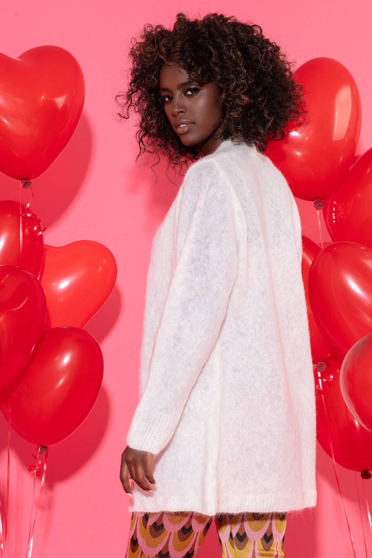 Elegancki zapinany Kardigan z wełny alpaki ecru - 6