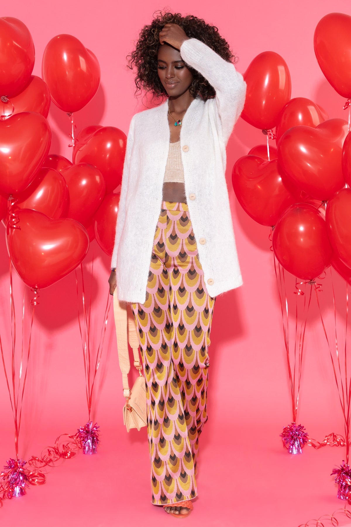 Elegancki zapinany Kardigan z wełny alpaki ecru - 5