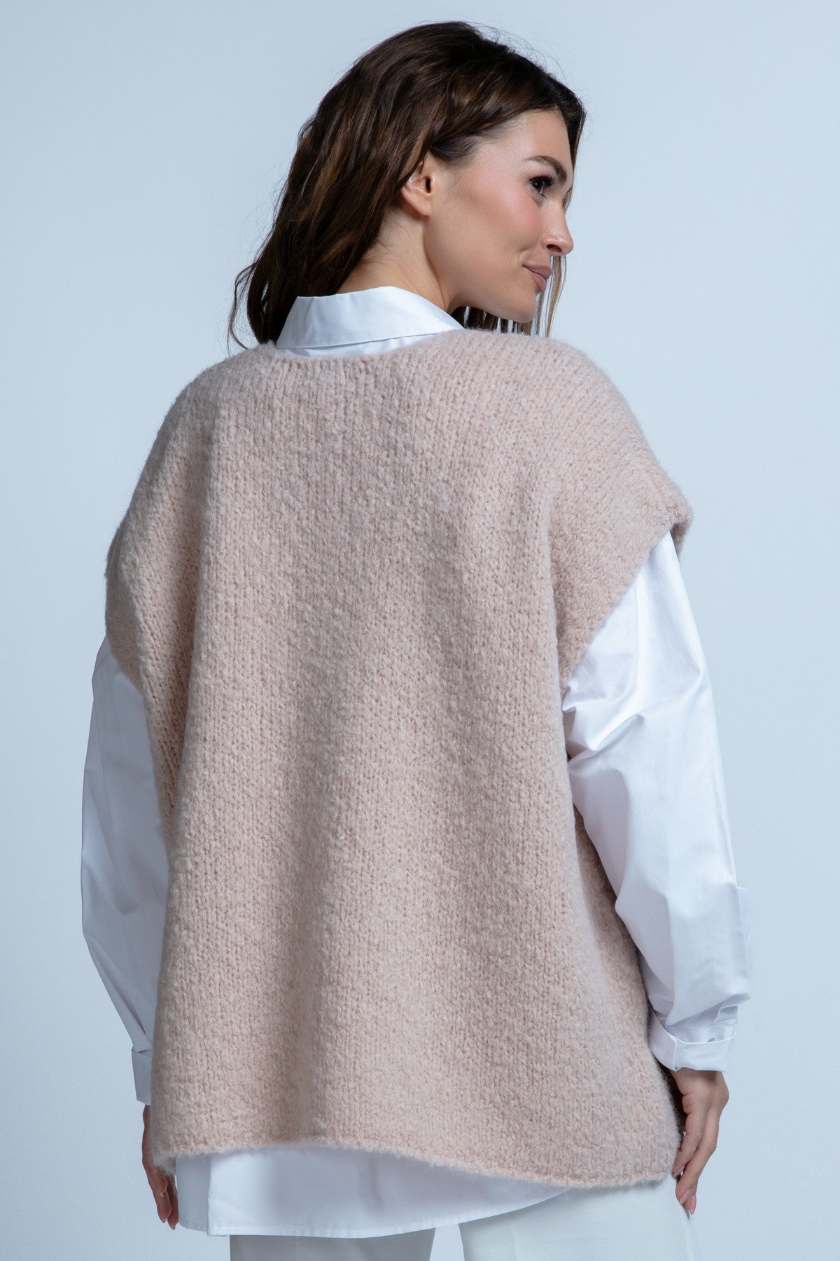 KAMIZELKA Z WEŁNY DZIEWICZEJ beżowy - 3