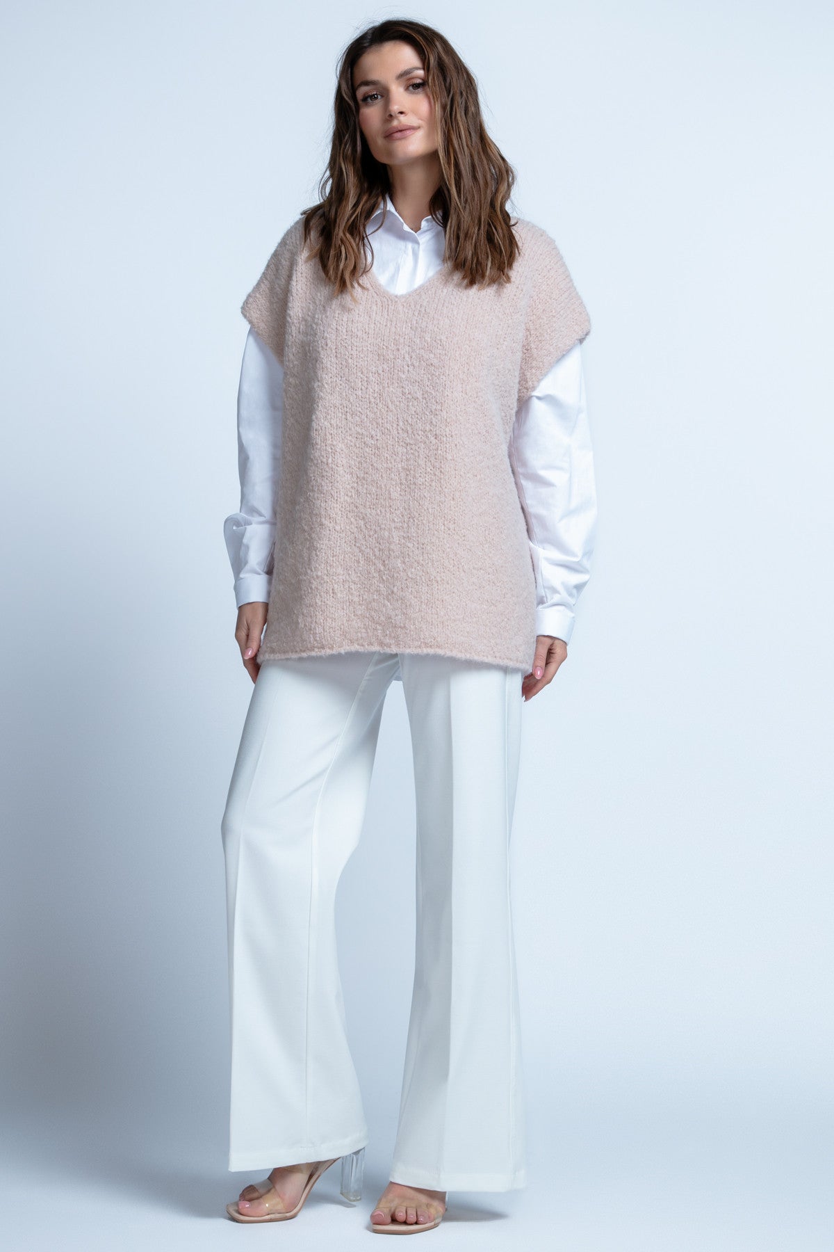 KAMIZELKA Z WEŁNY DZIEWICZEJ beżowy - 2