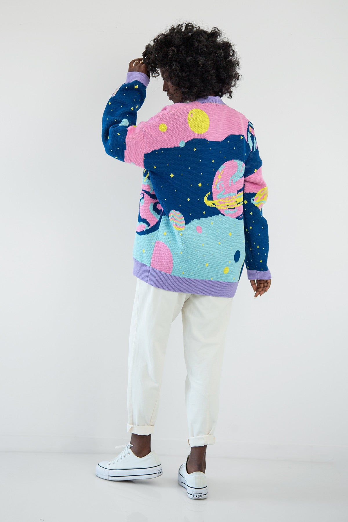 Kardigan bawełniany kosmos niebieski - 10