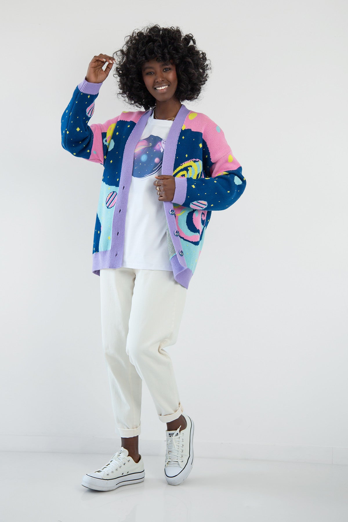 Kardigan bawełniany kosmos niebieski - 6