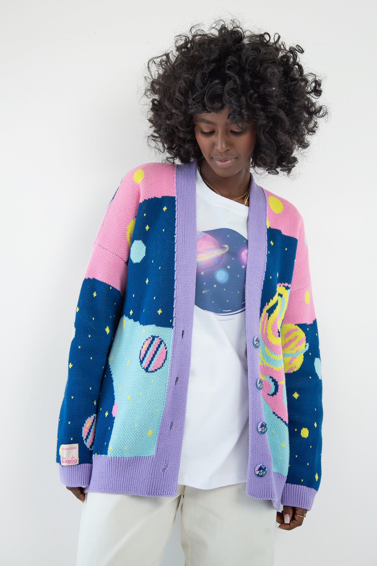 Kardigan bawełniany kosmos niebieski - 4