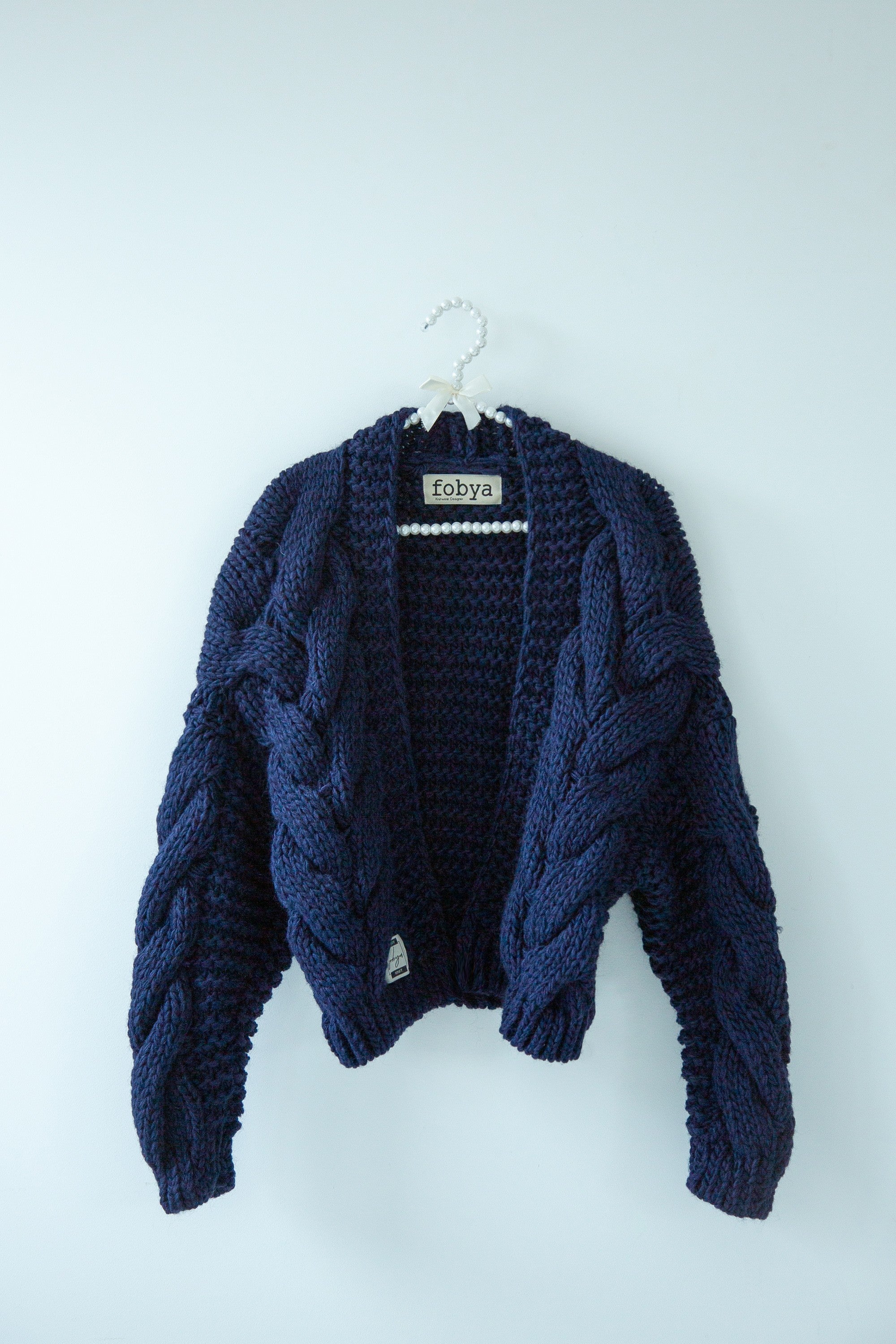 Kardigan bomberka CHUNKY KNIT granat granatowy - 3