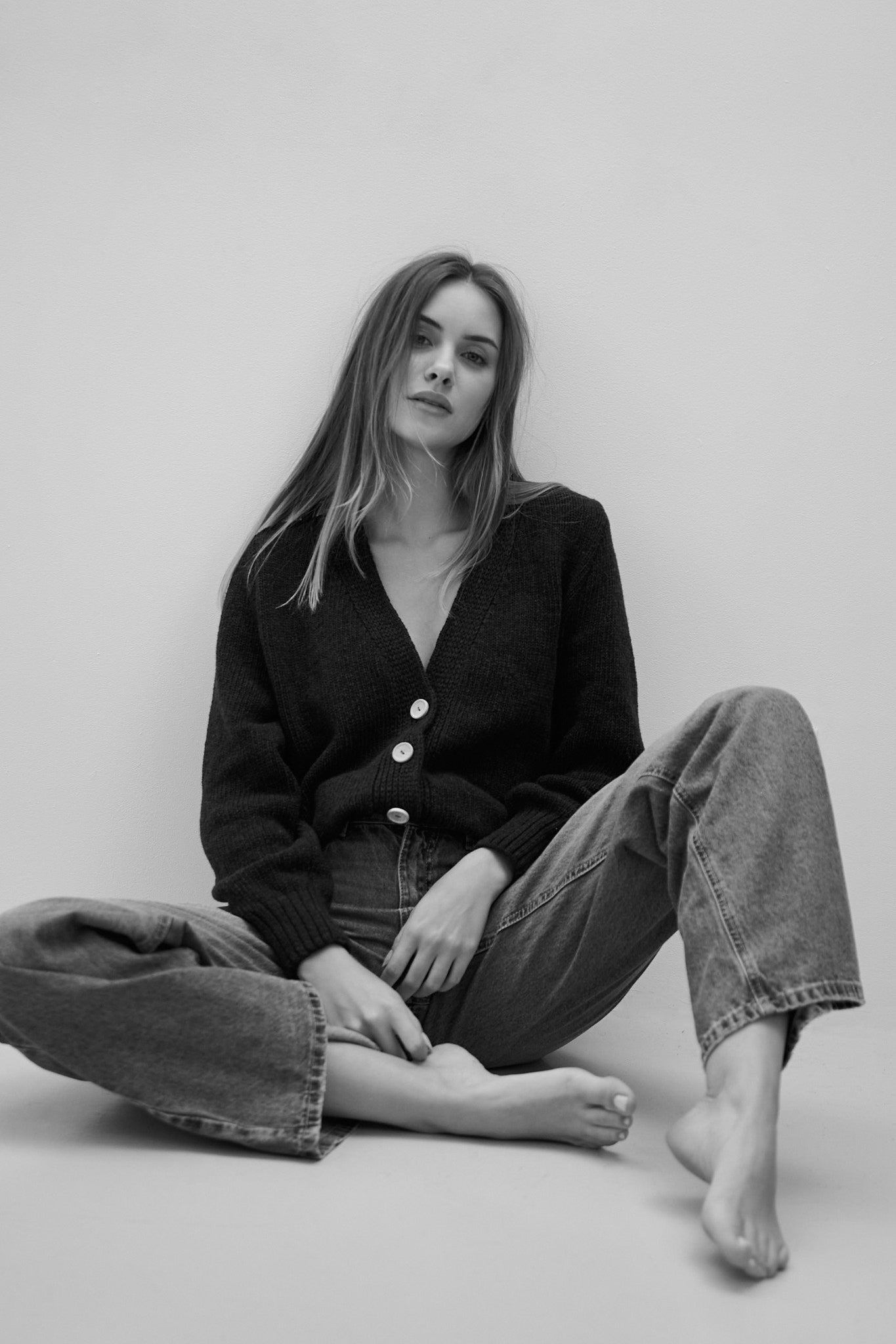 Kardigan z wełny merynos zapinany granat granatowy - 15